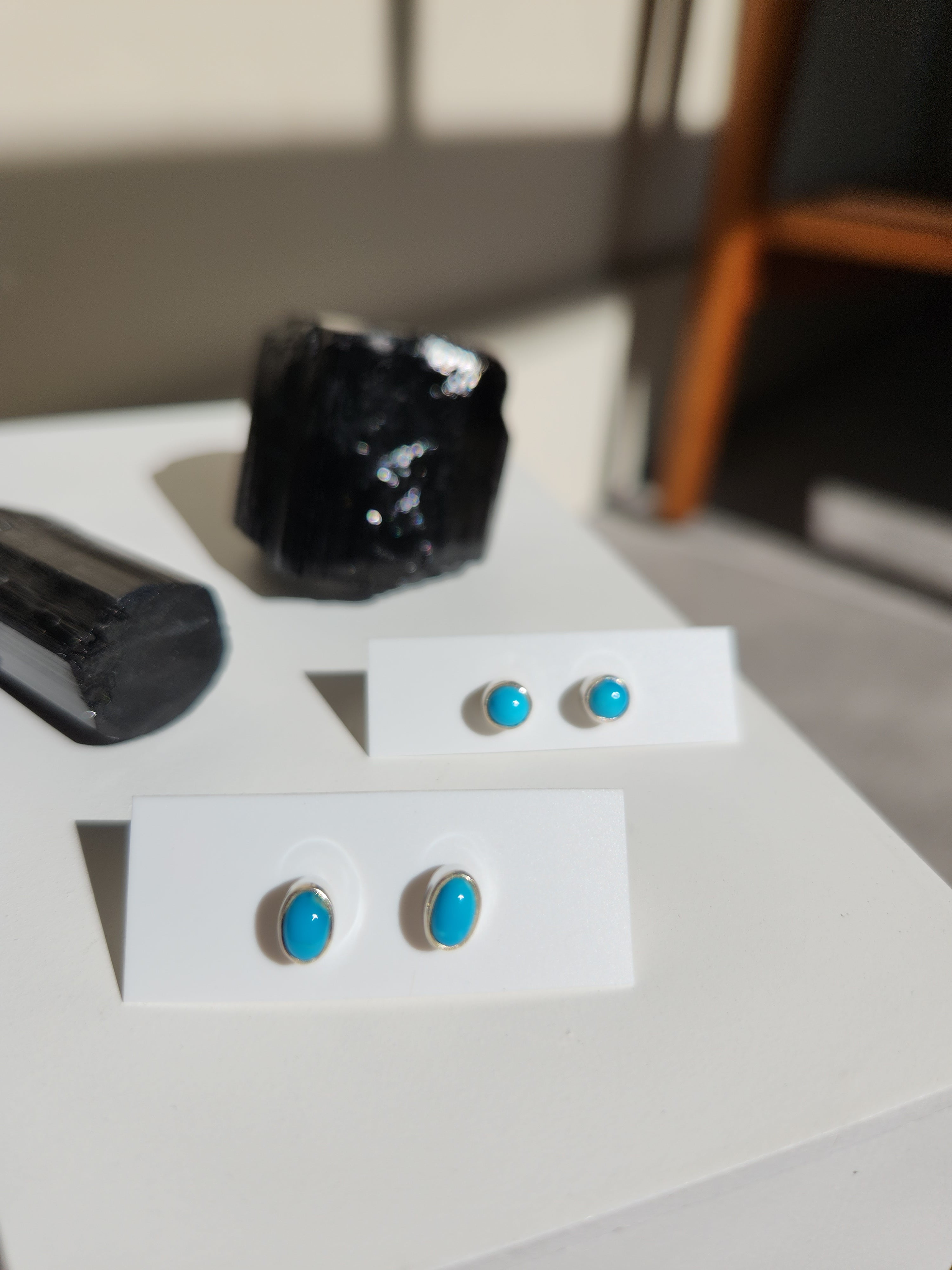 Turquise Cabochon Stud Earrings