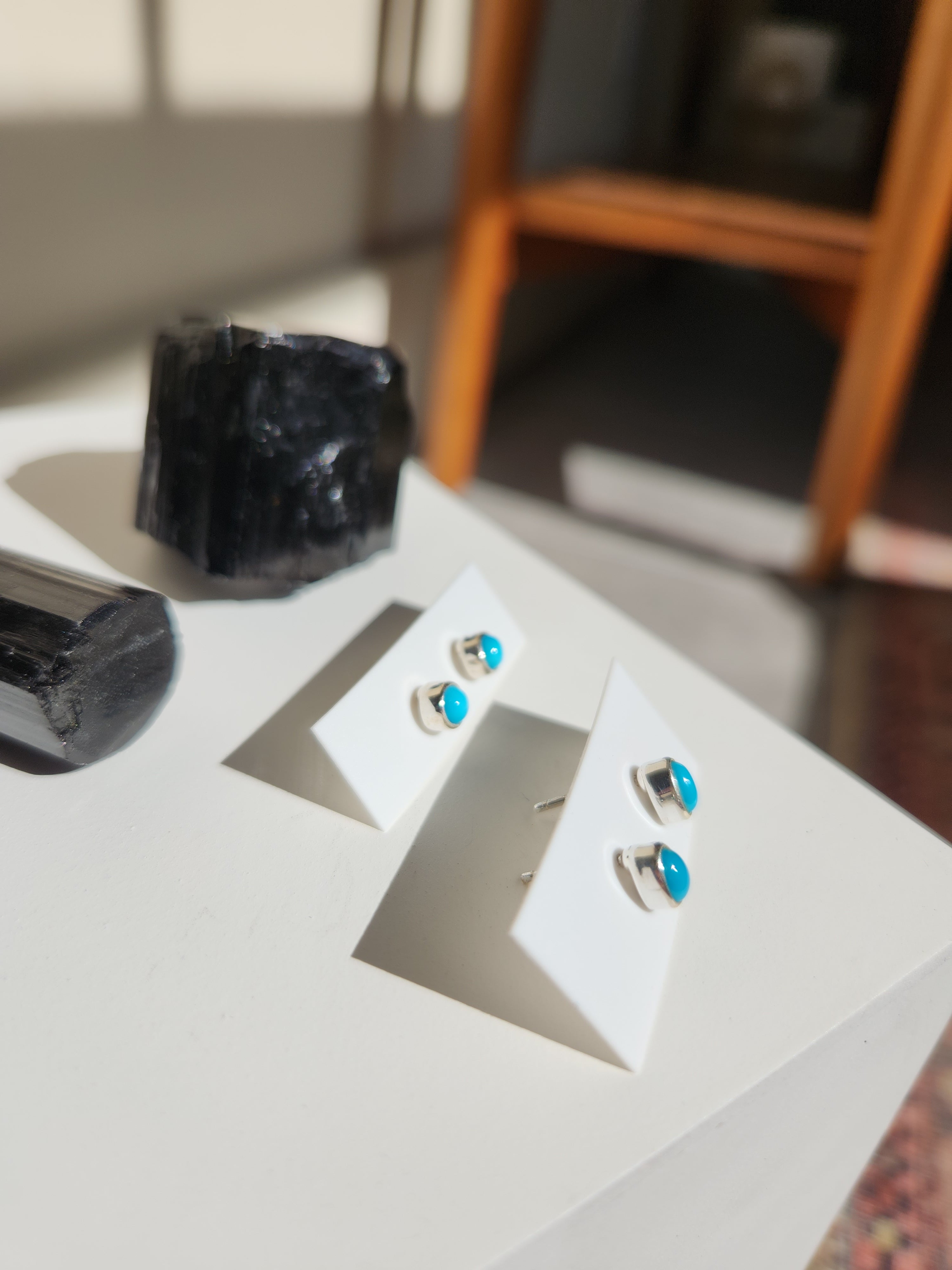 Turquise Cabochon Stud Earrings