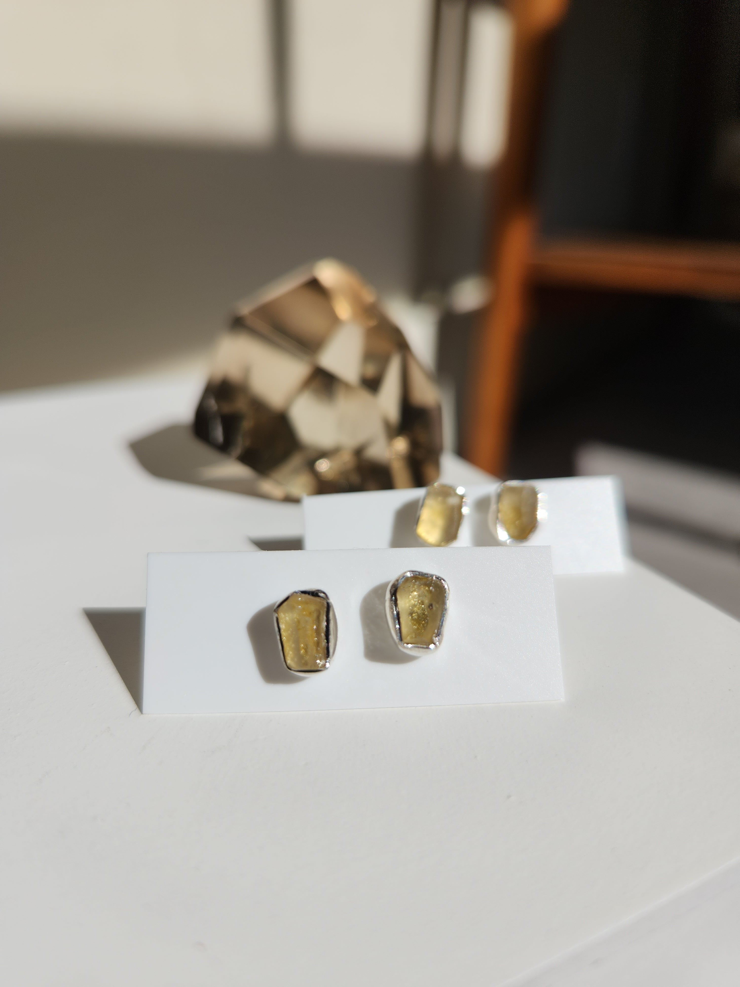 Libyan Desert Glass Stud Earrings