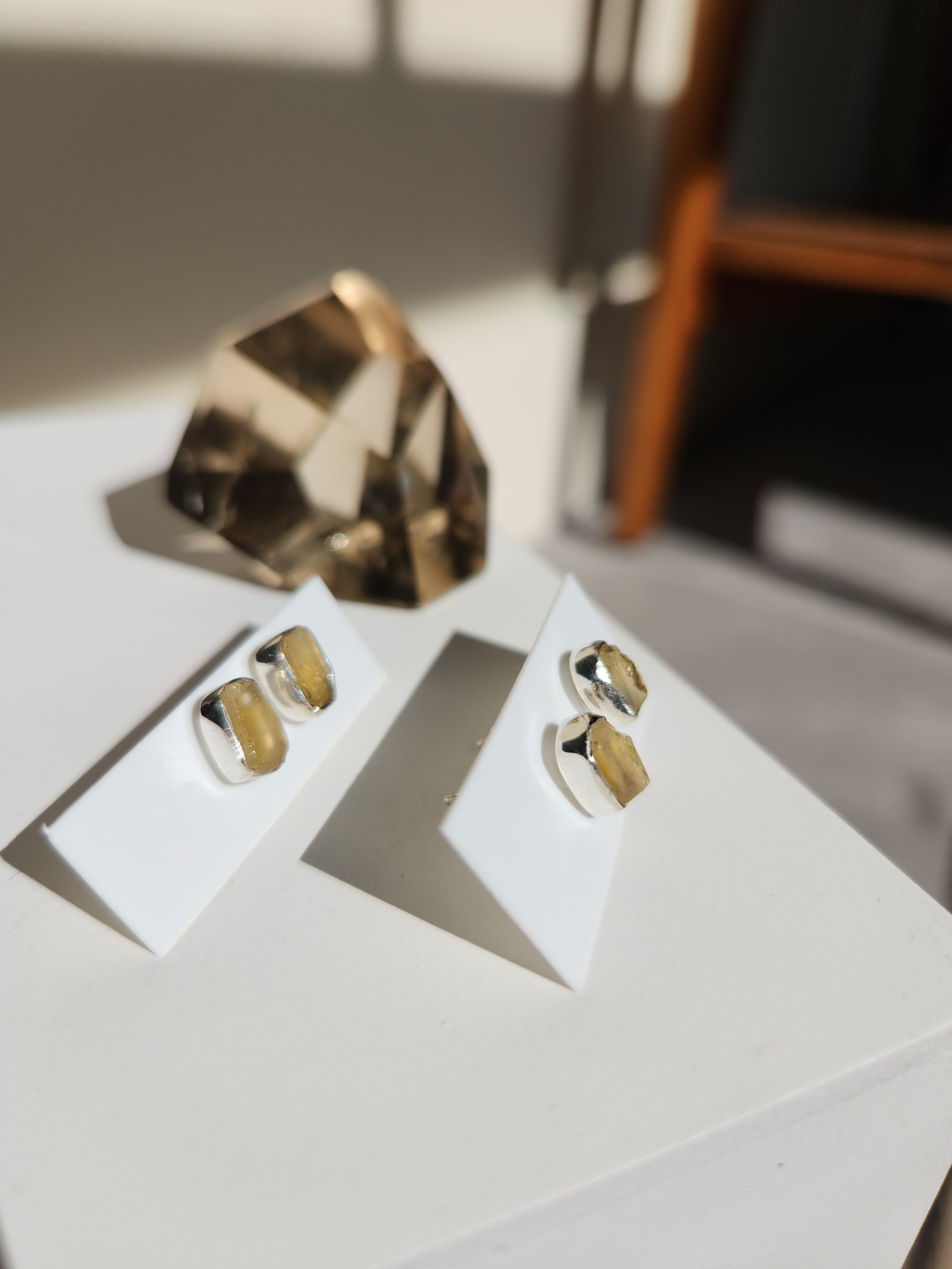 Libyan Desert Glass Stud Earrings