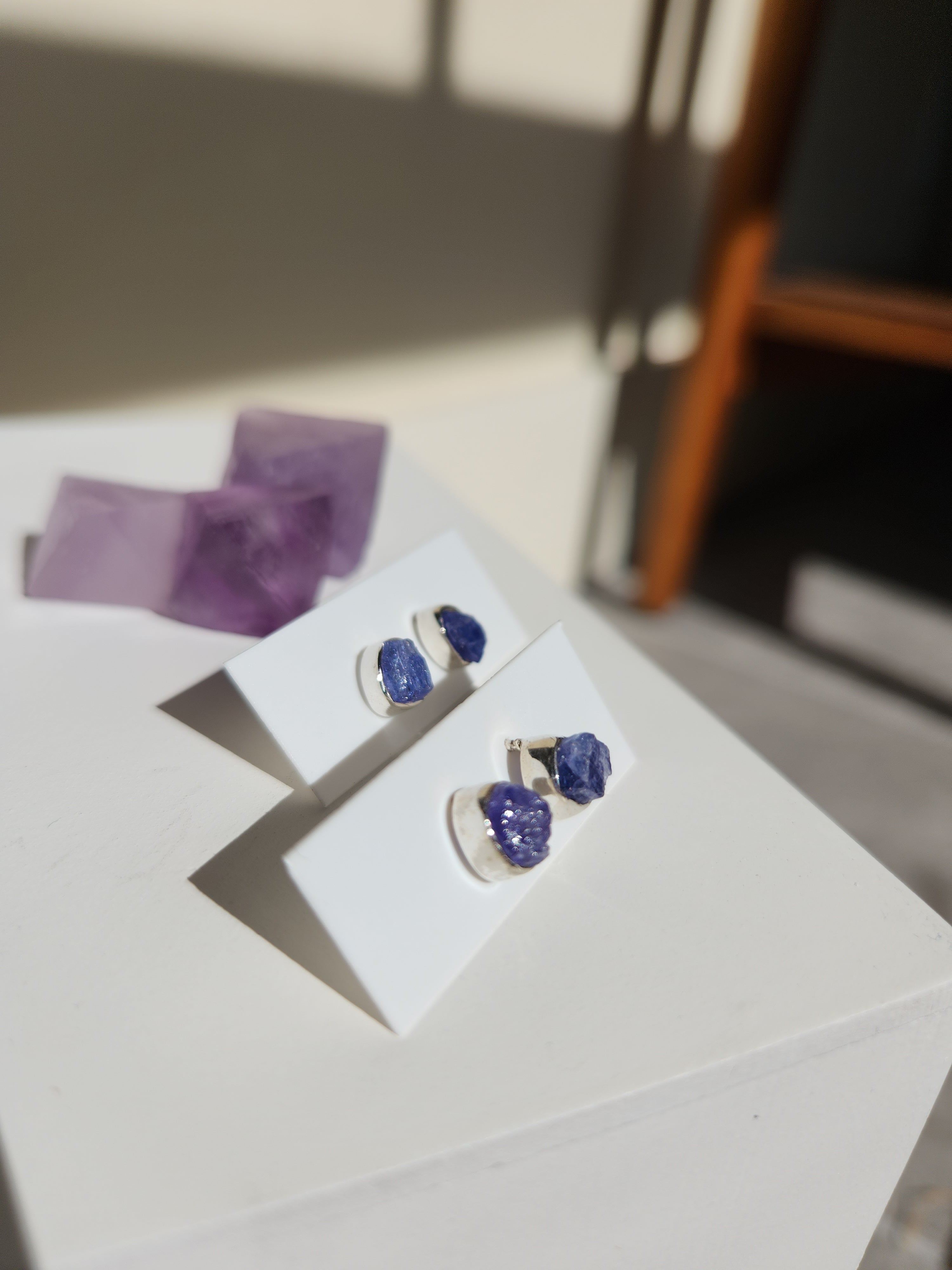 Tanzanite Raw Stud Earrings