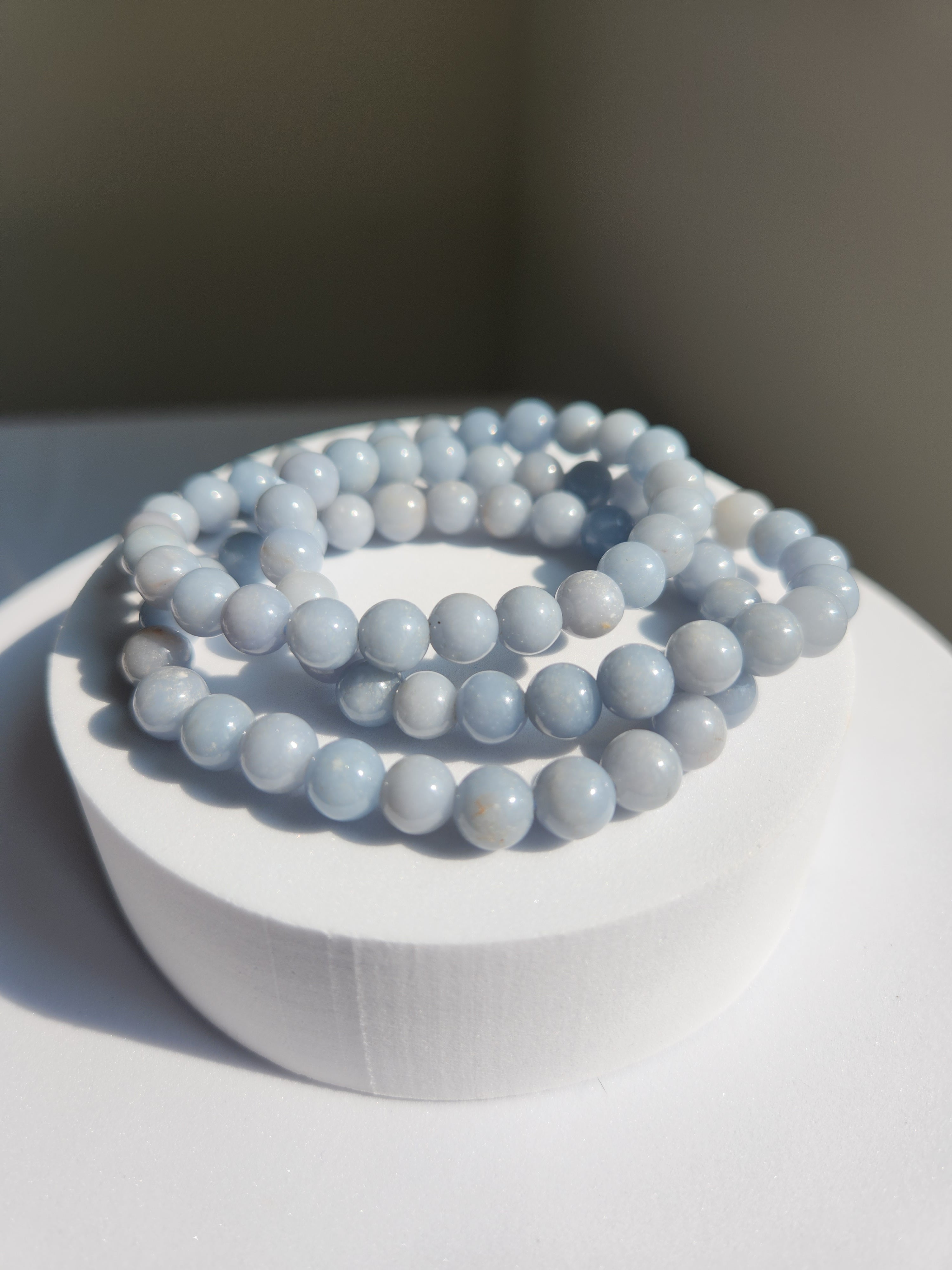Angelite Bead Bracelet | 8mm