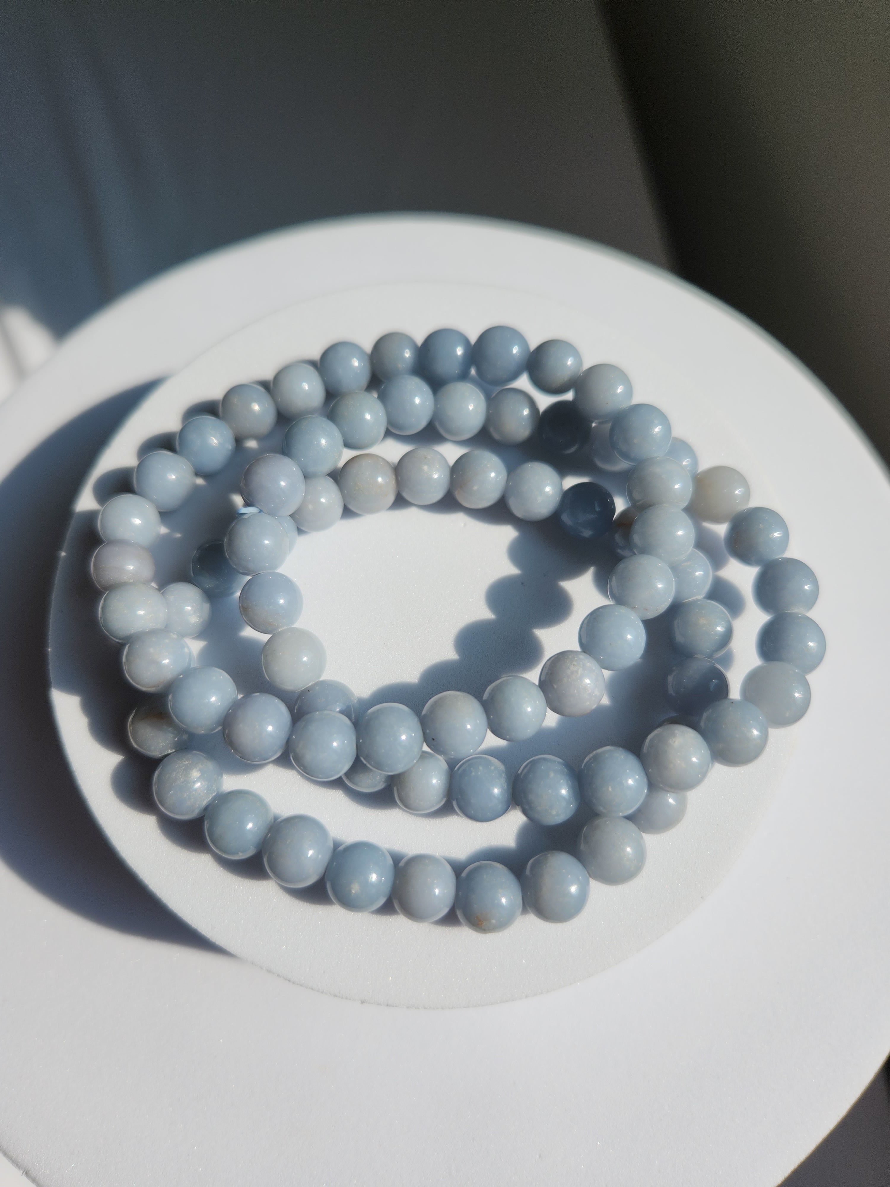 Angelite Bead Bracelet | 8mm