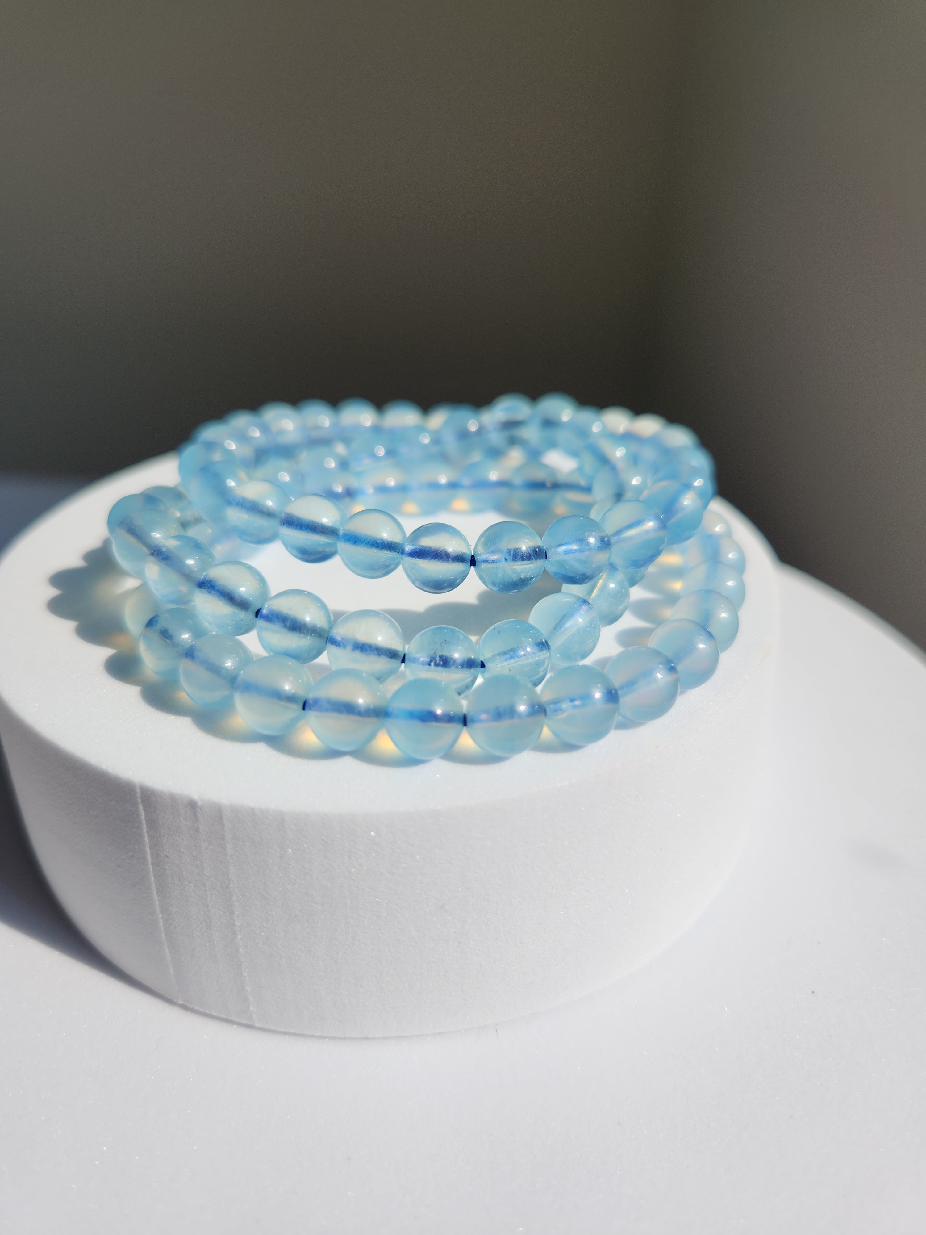 Aquamarine Bead Bracelet | 7mm