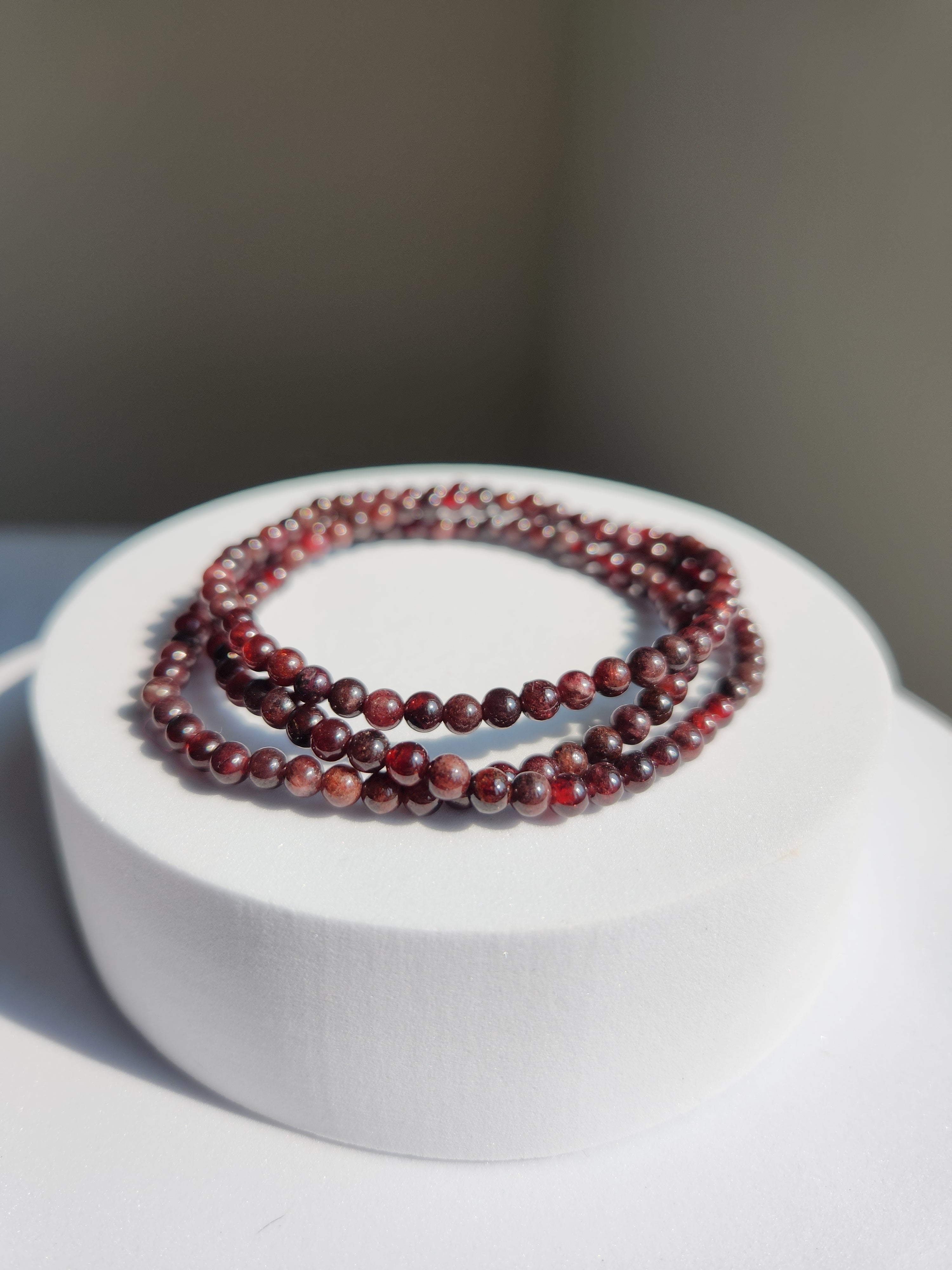 Garnet Bead Bracelet | 4mm