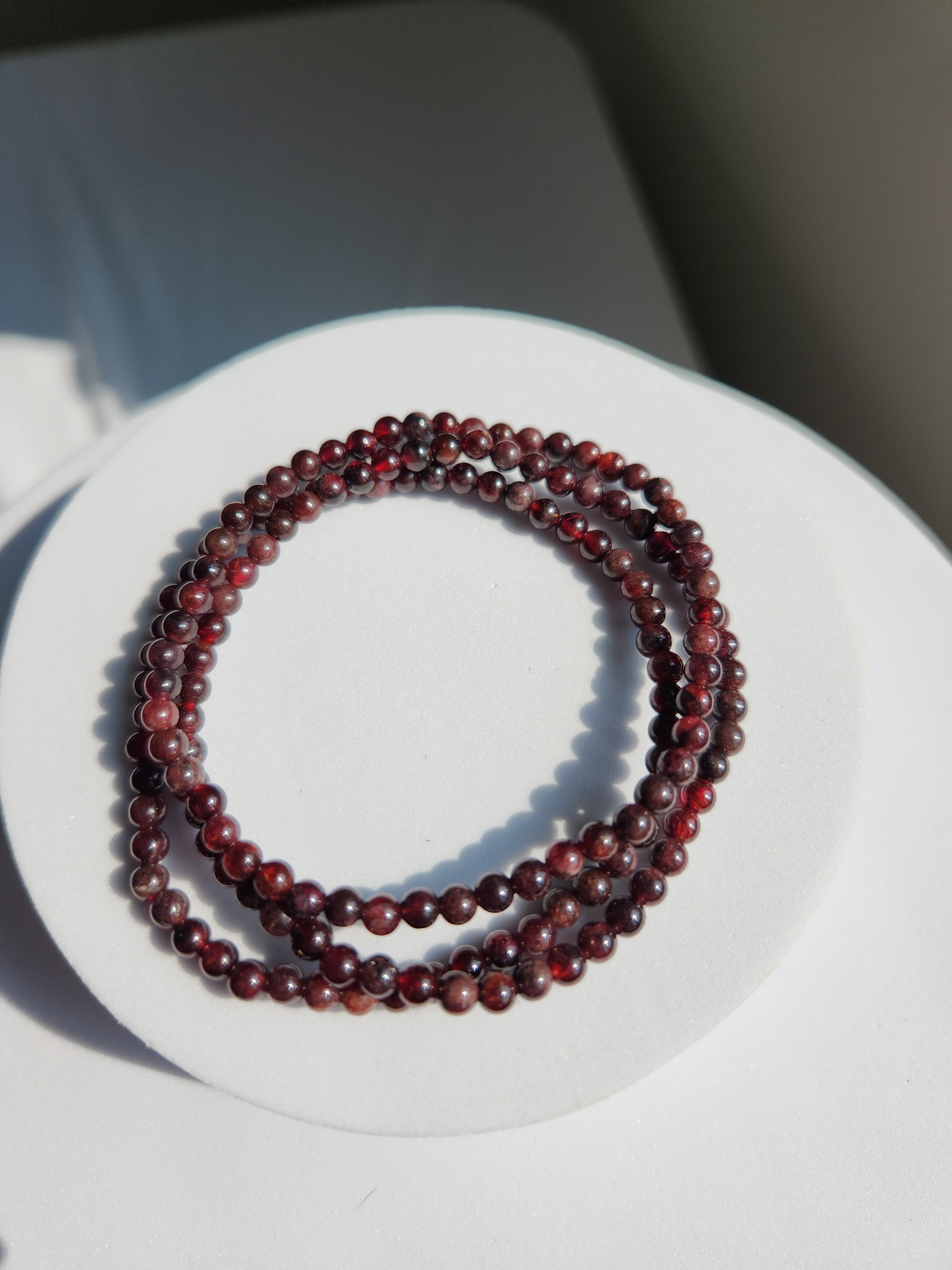 Garnet Bead Bracelet | 4mm