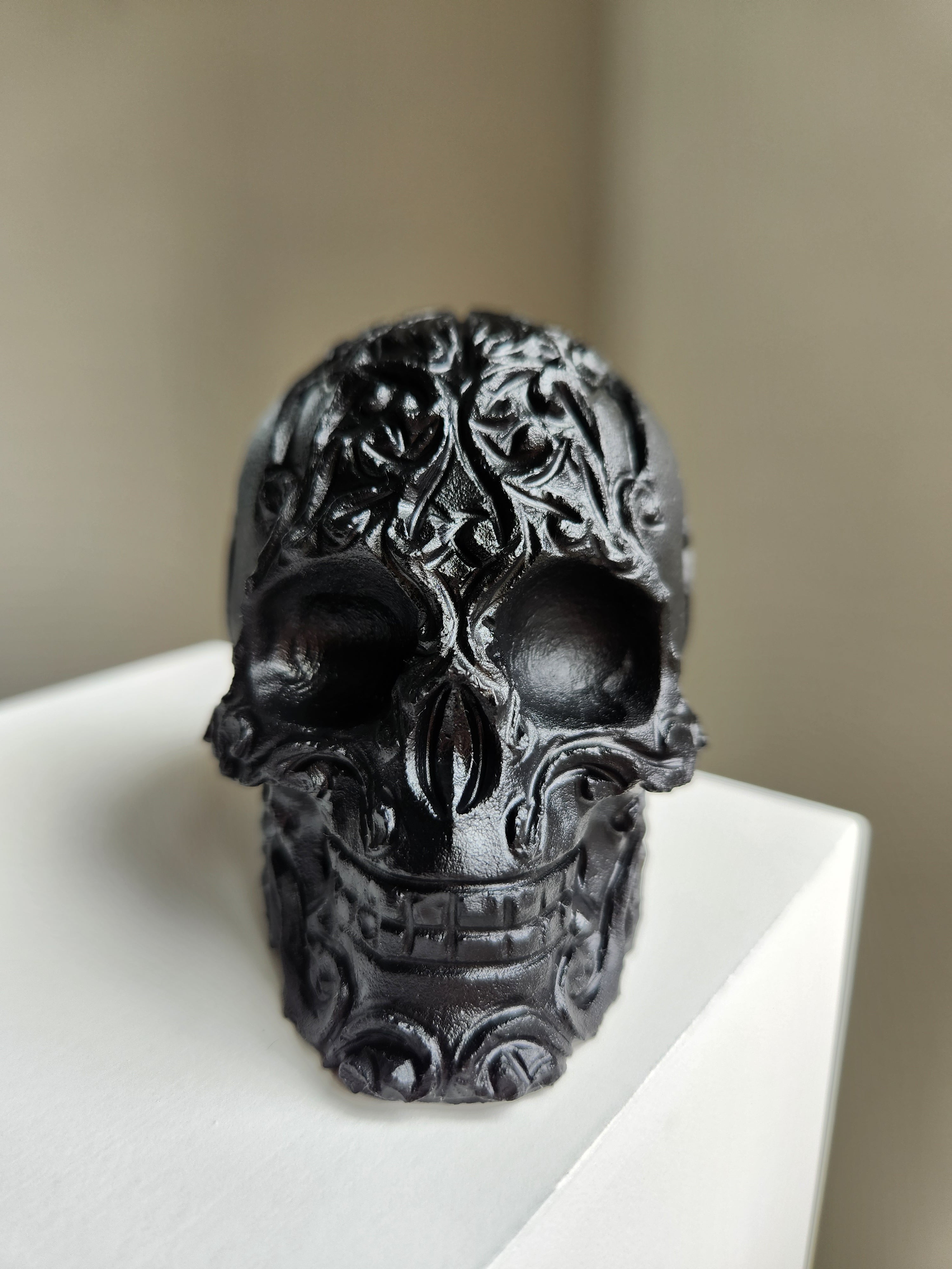 Obsidian Carved Skull