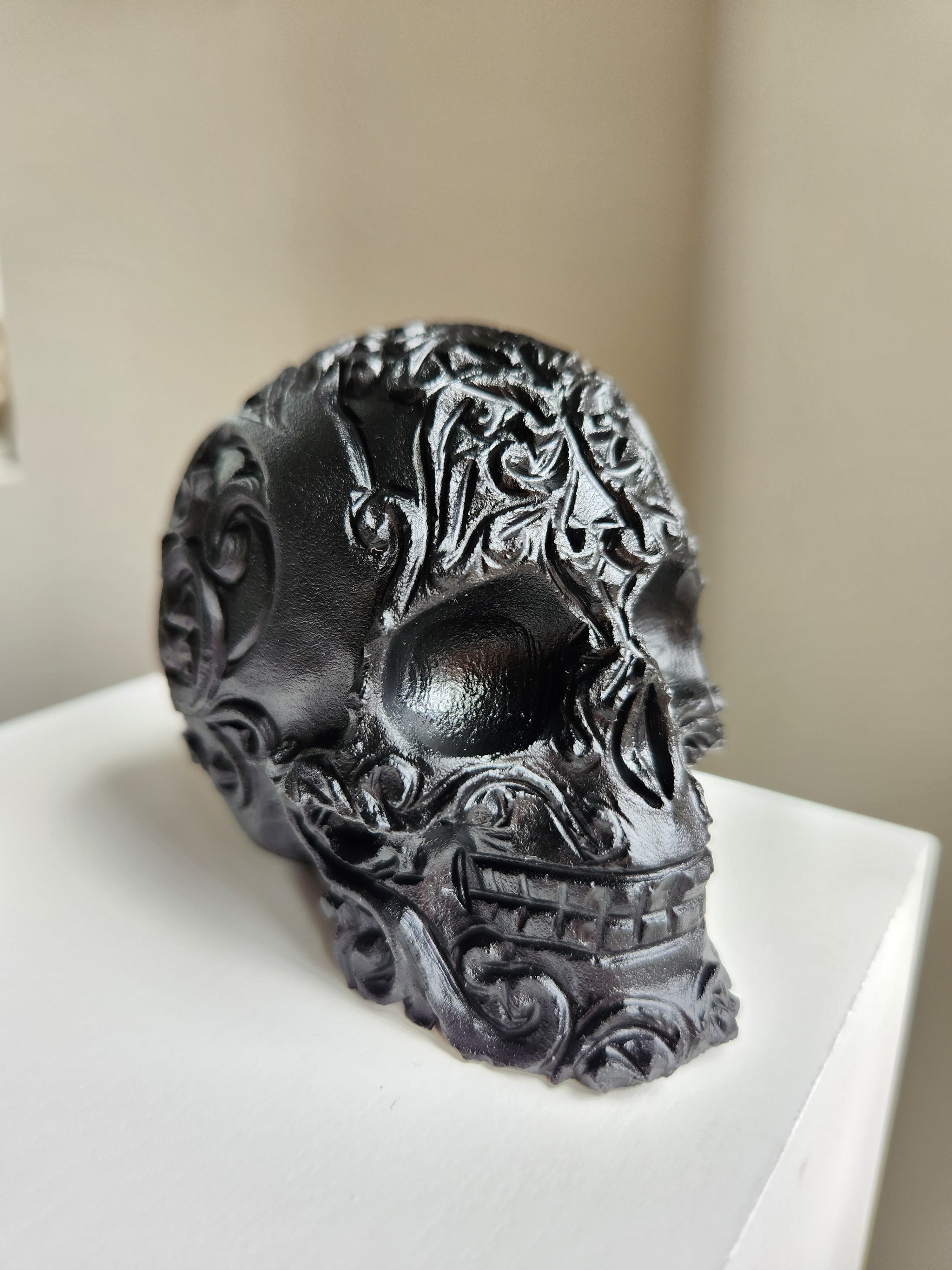 Obsidian Carved Skull
