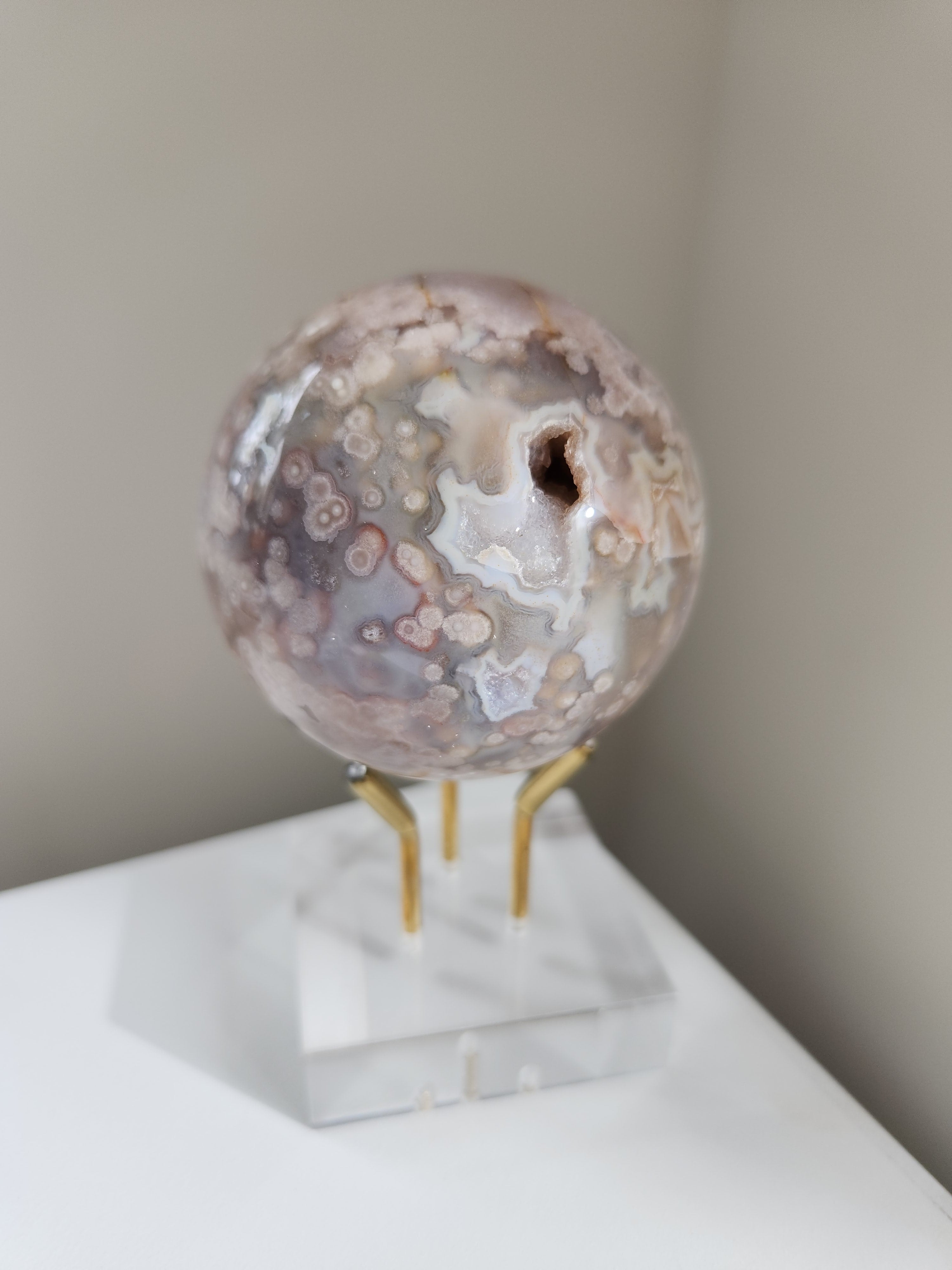 Flower Agate Sphere 007