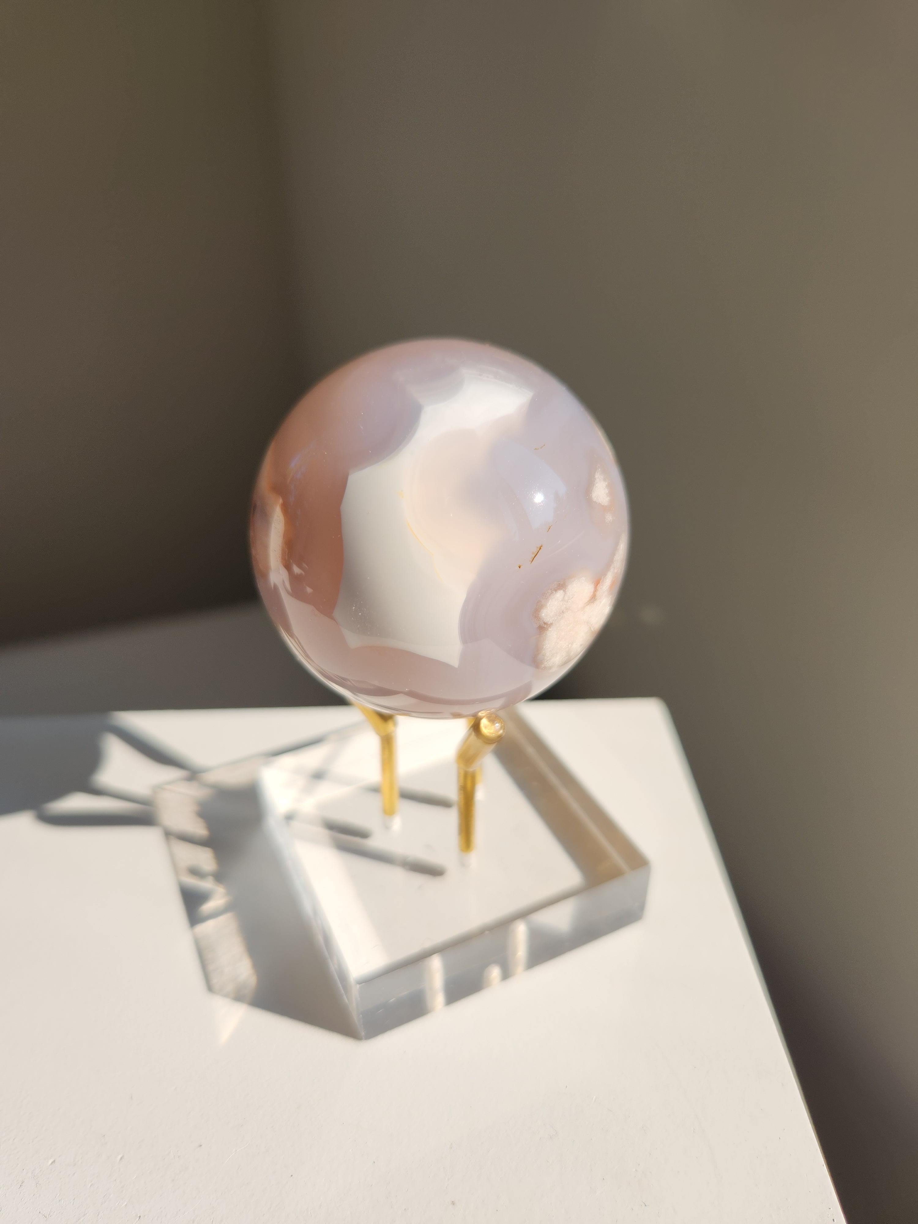 Flower Agate Sphere Display 001