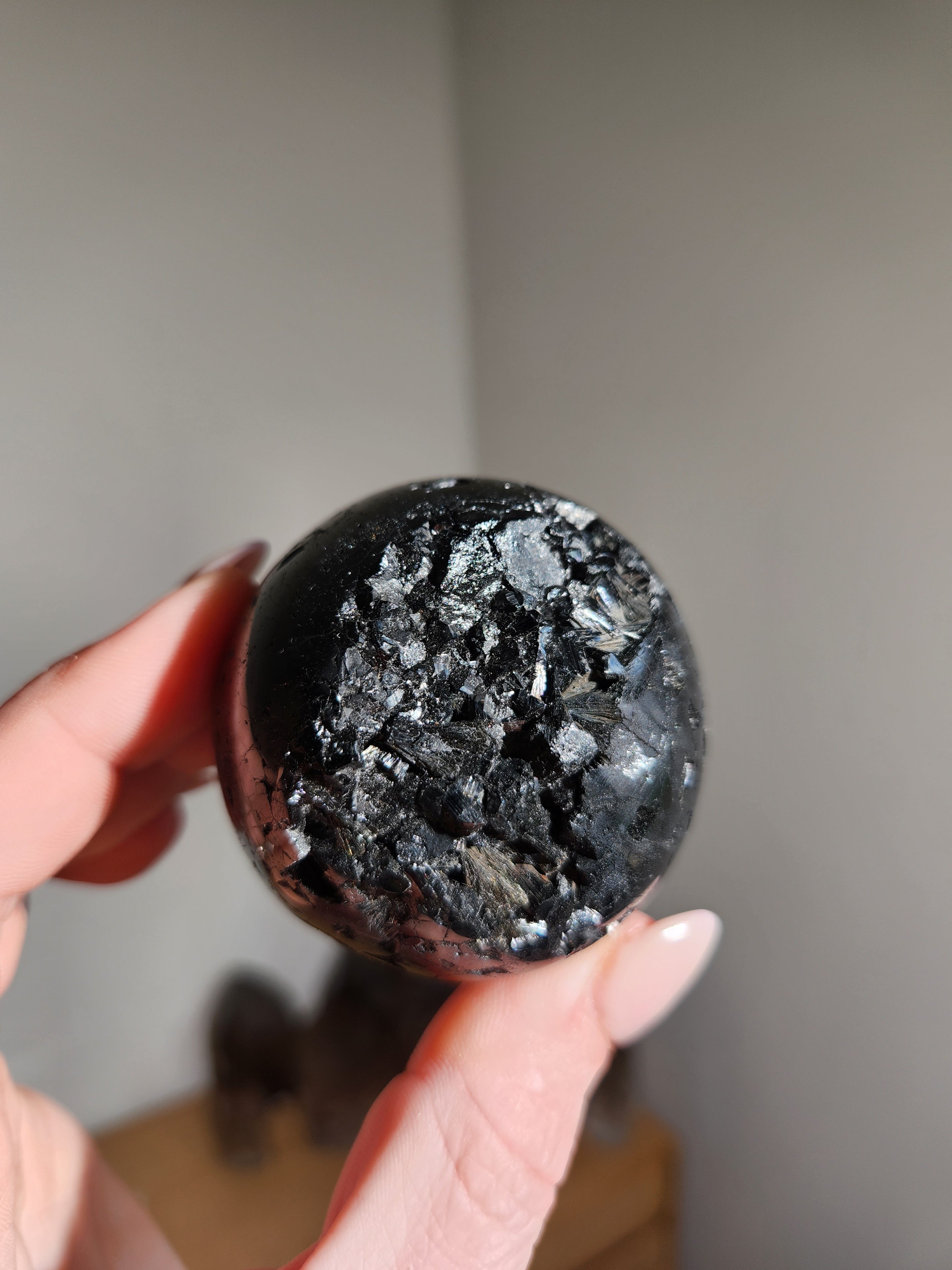 Fibrous Black Tourmaline Sphere 001