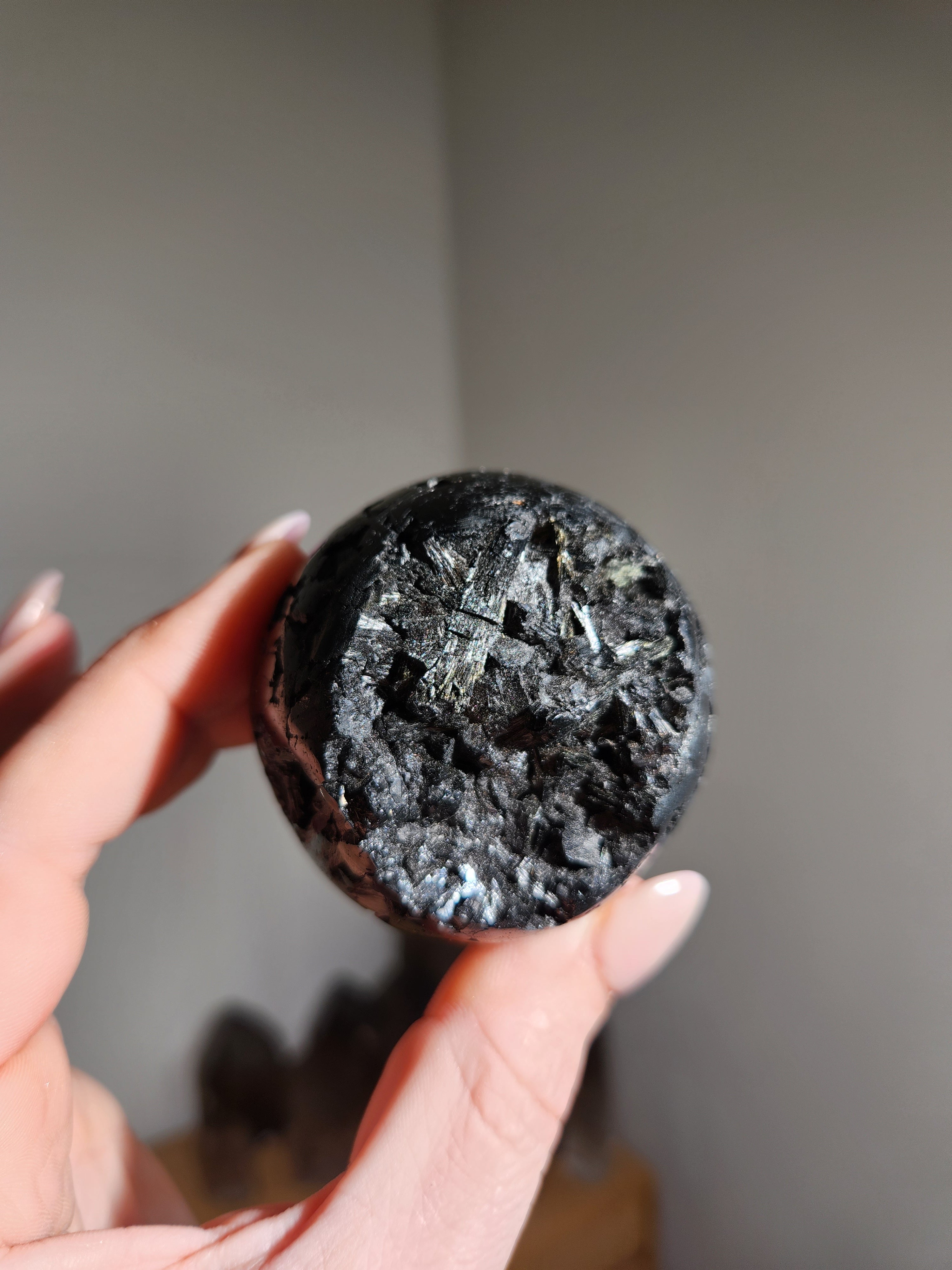 Fibrous Black Tourmaline Sphere 002