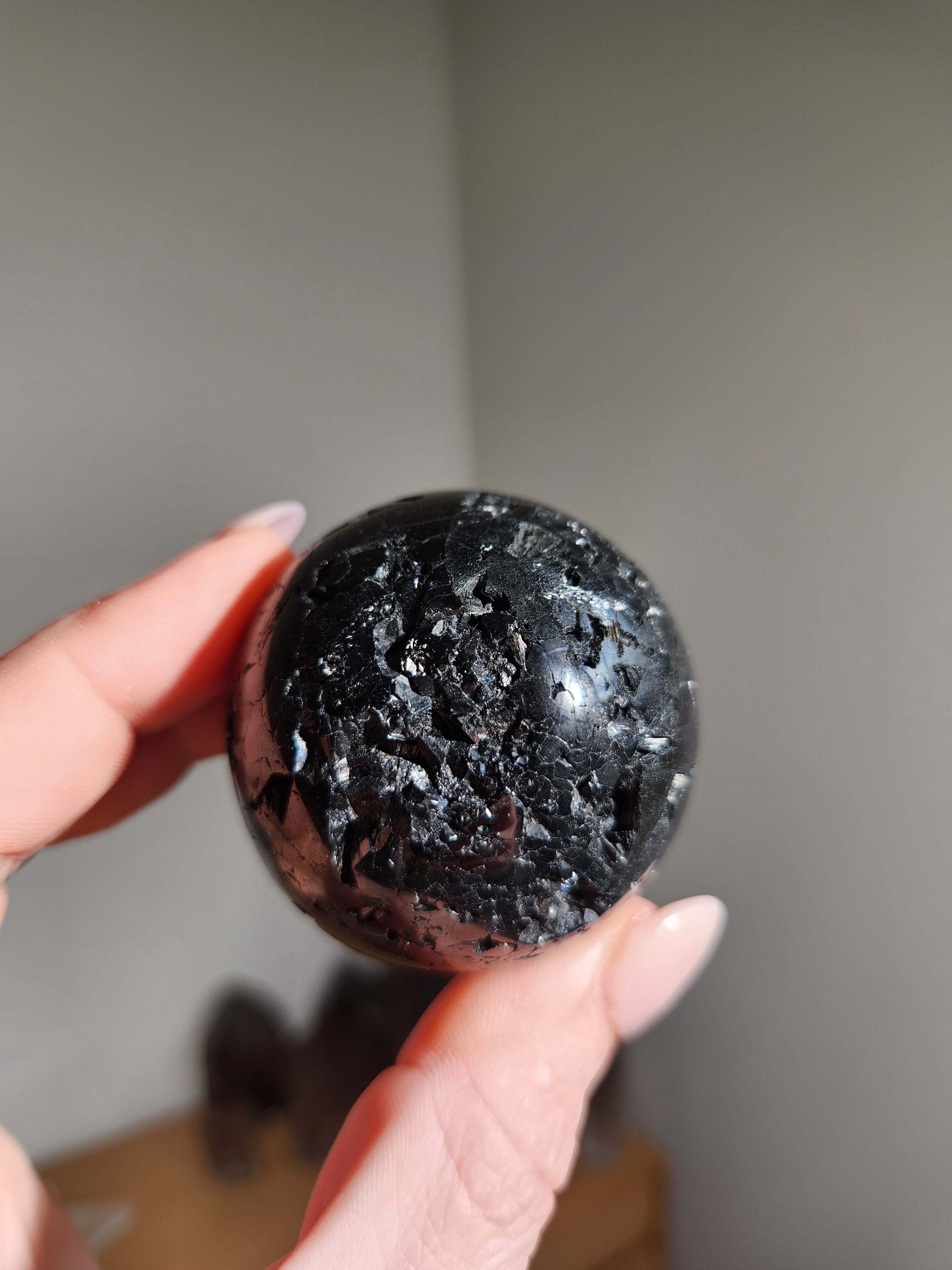 Fibrous Black Tourmaline Sphere 003