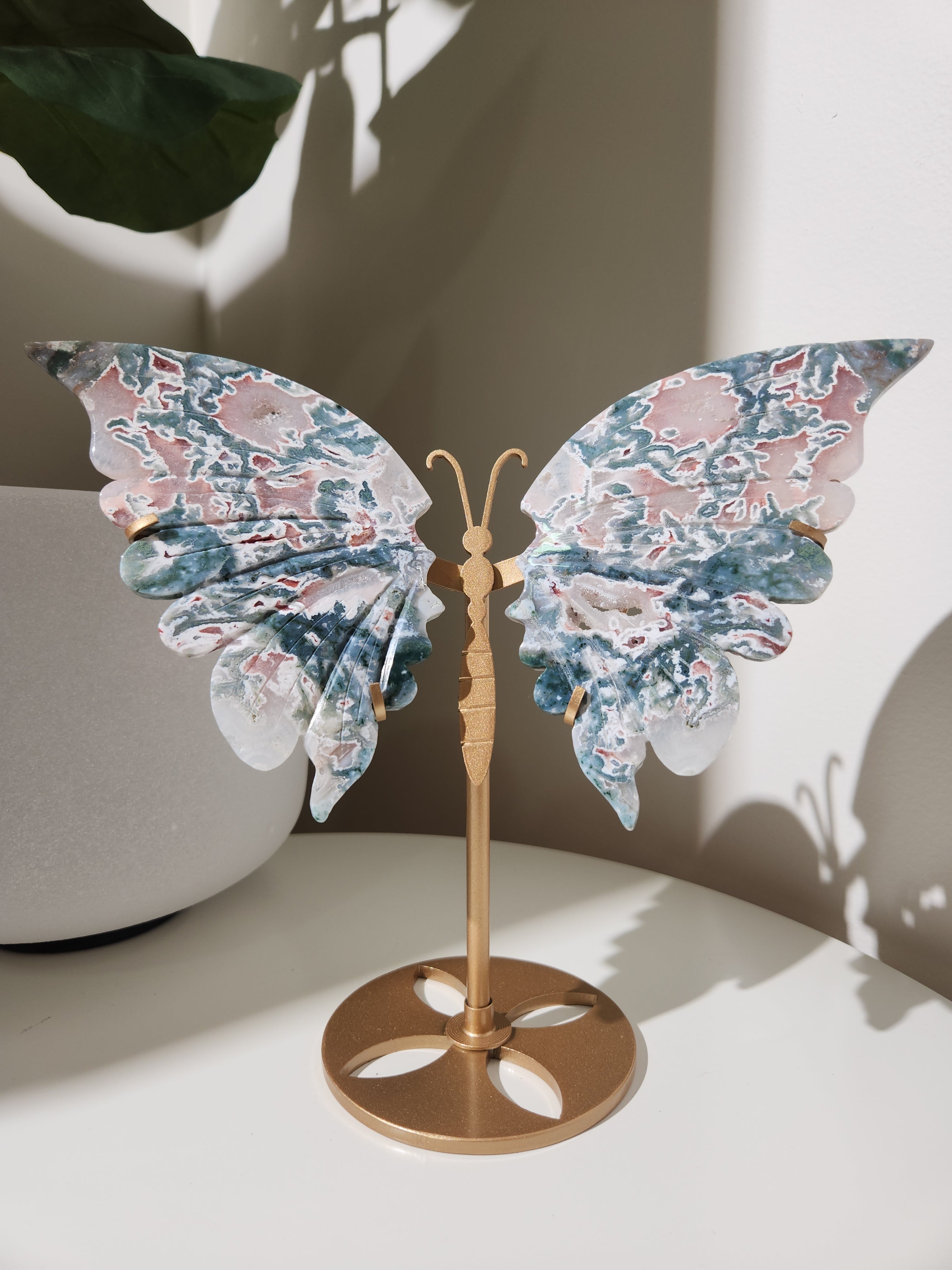 Pink Moss Agate Butterfly 001