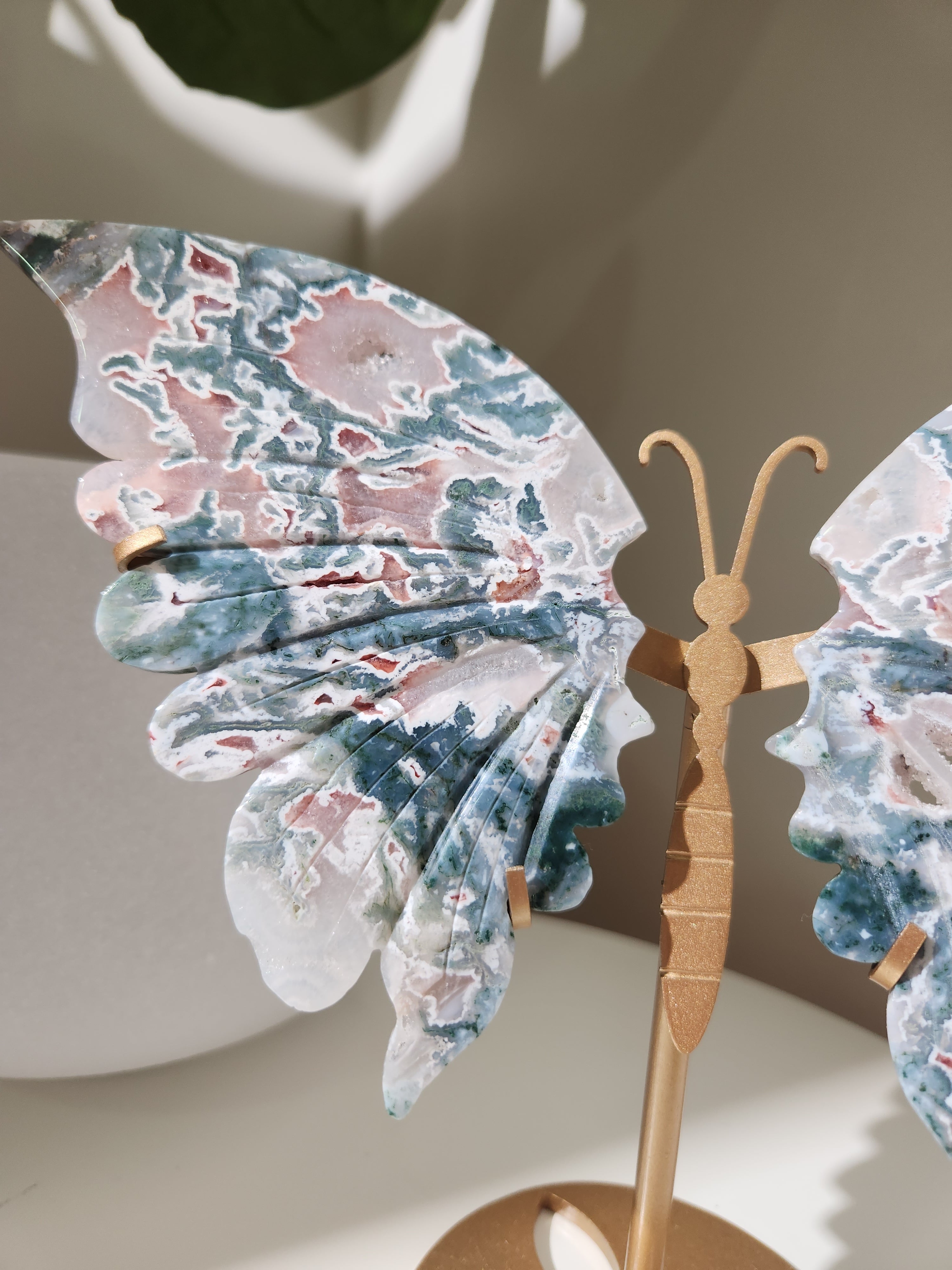 Pink Moss Agate Butterfly 001