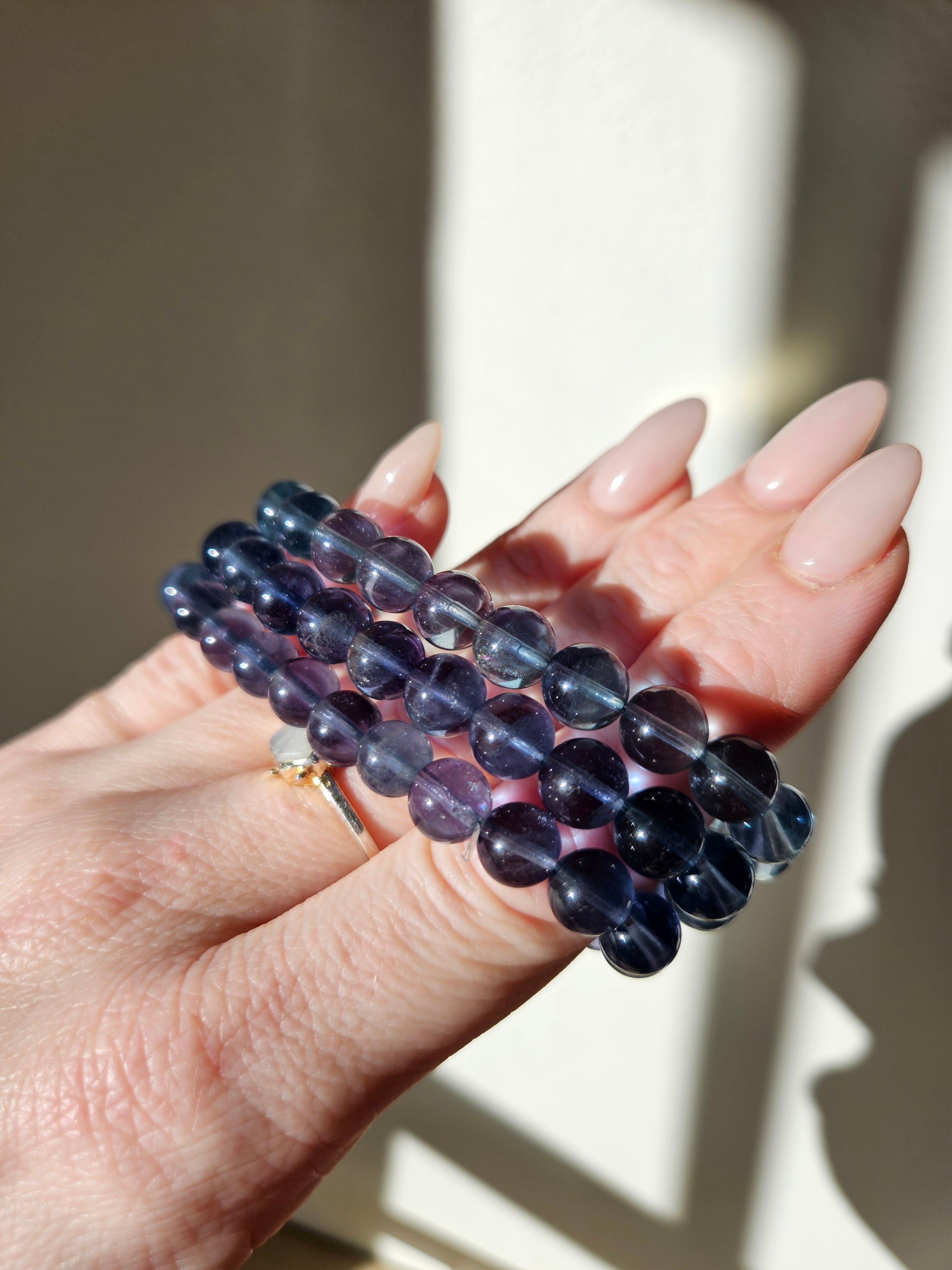 Teal Fluorite Bead Bracelet | 8.5mm