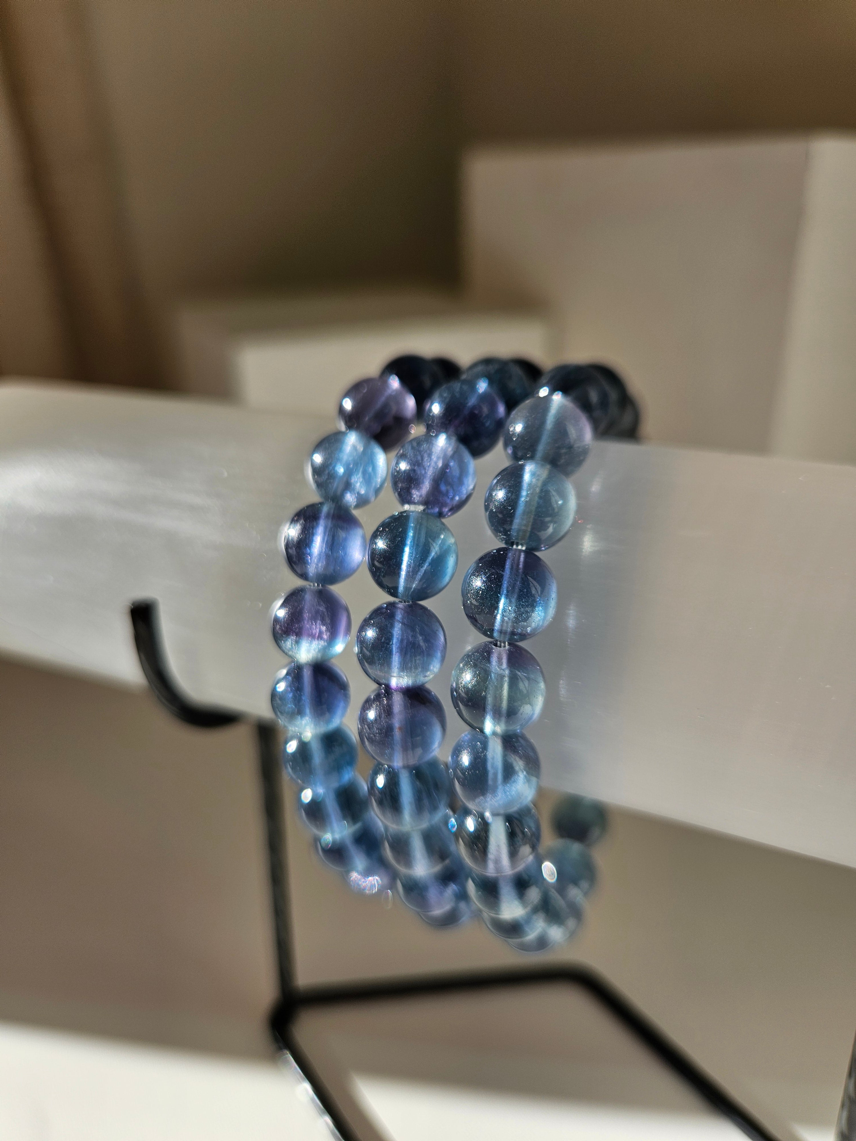 Teal Fluorite Bead Bracelet | 8.5mm