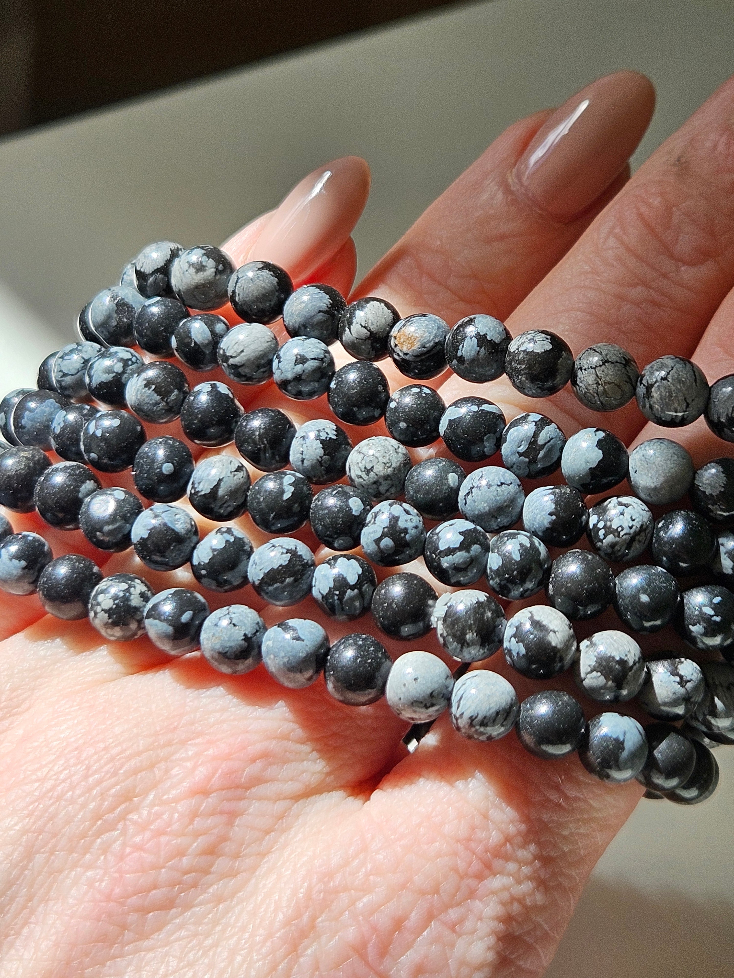 Snowflake Obsidian Bracelet | 6mm