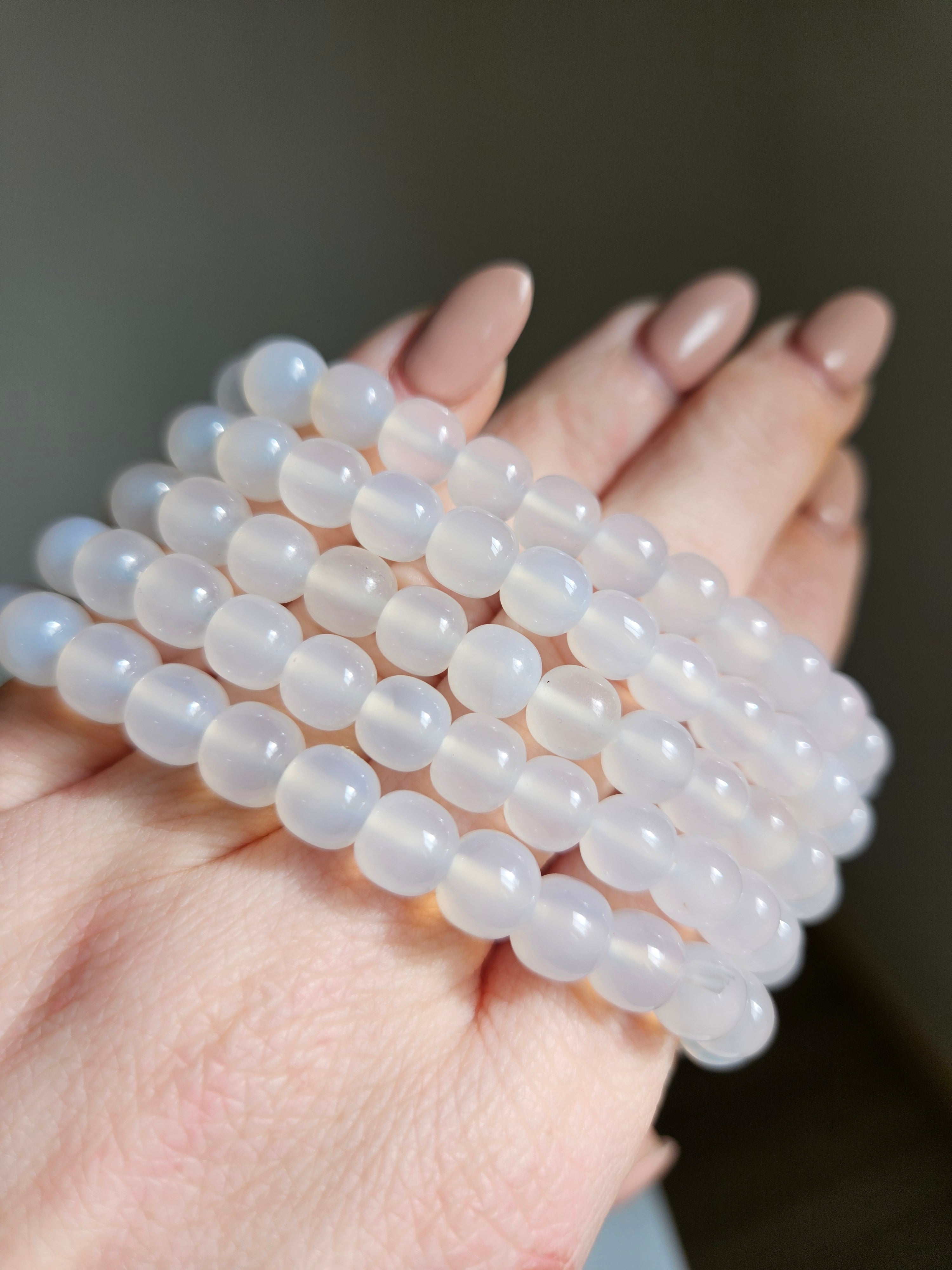 White Agate bracelet | 8mm