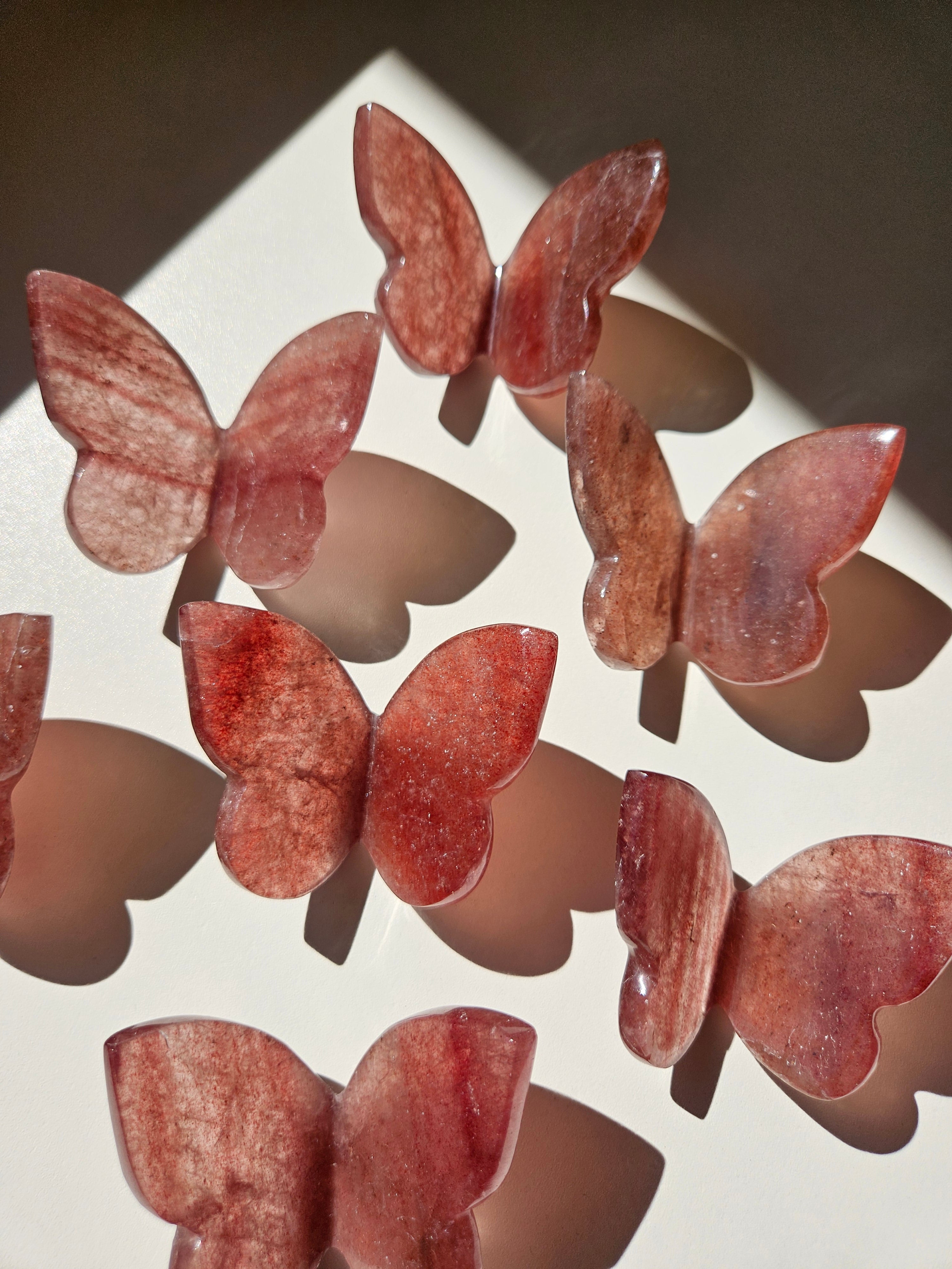 Strawberry Quartz Butterfly