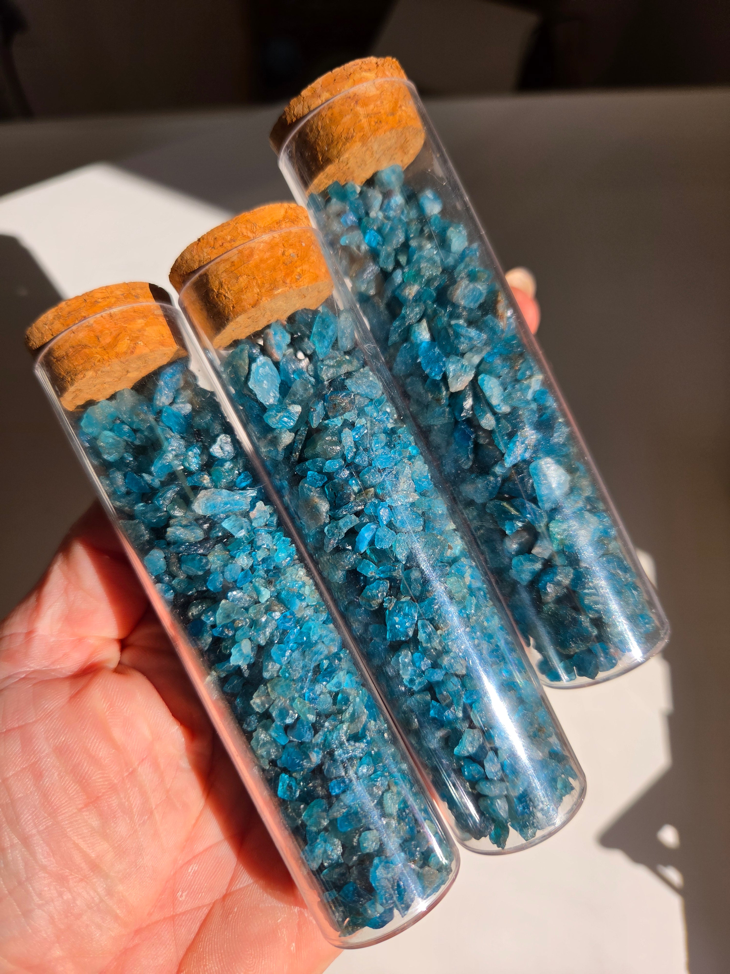 Raw Blue Apatite Vial
