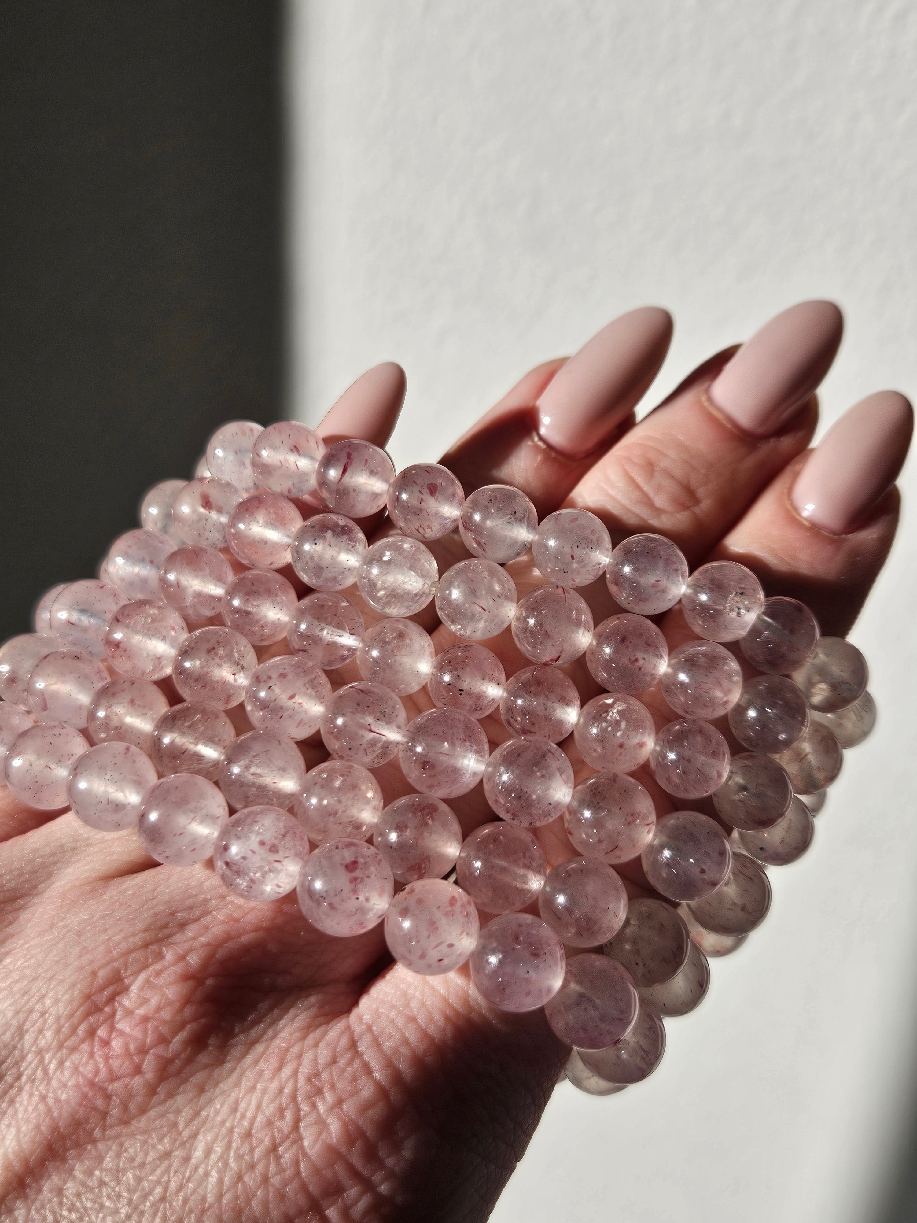 Pink strawberry Quartz Bracelet | 8mm
