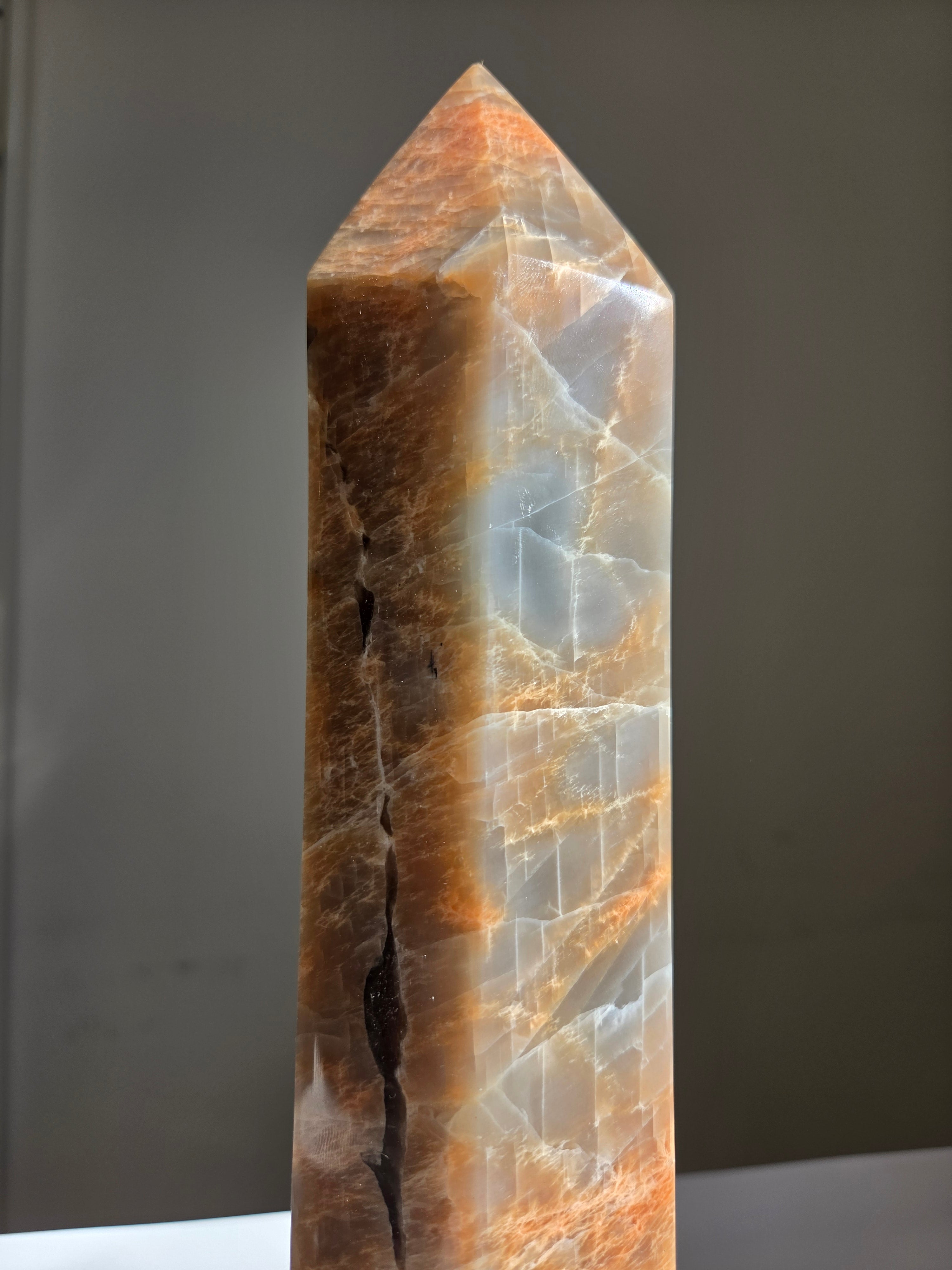Peach Moonstone x Smoky Quartz Tower 001