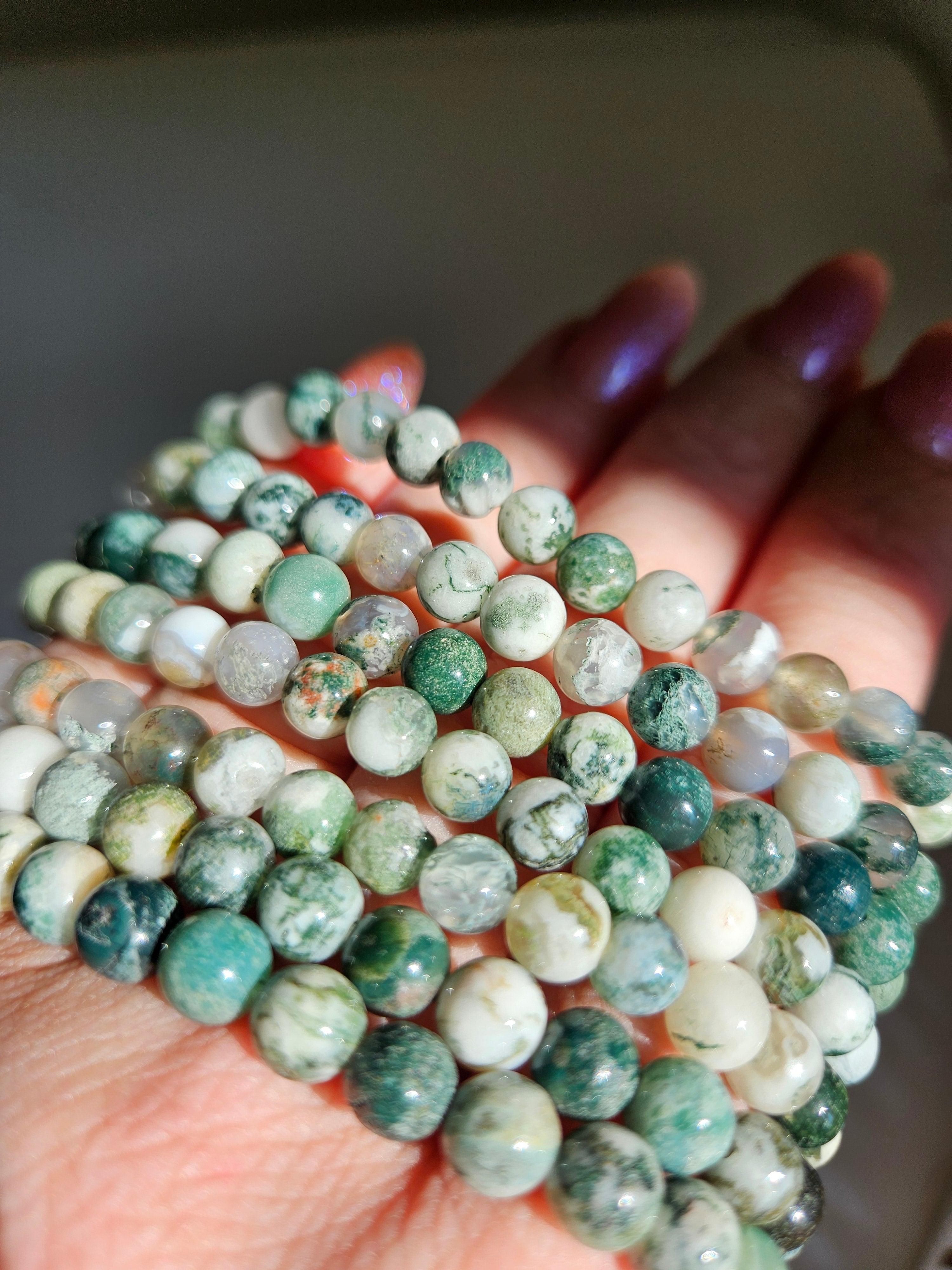 Light Moss Agate bracelet | 6mm