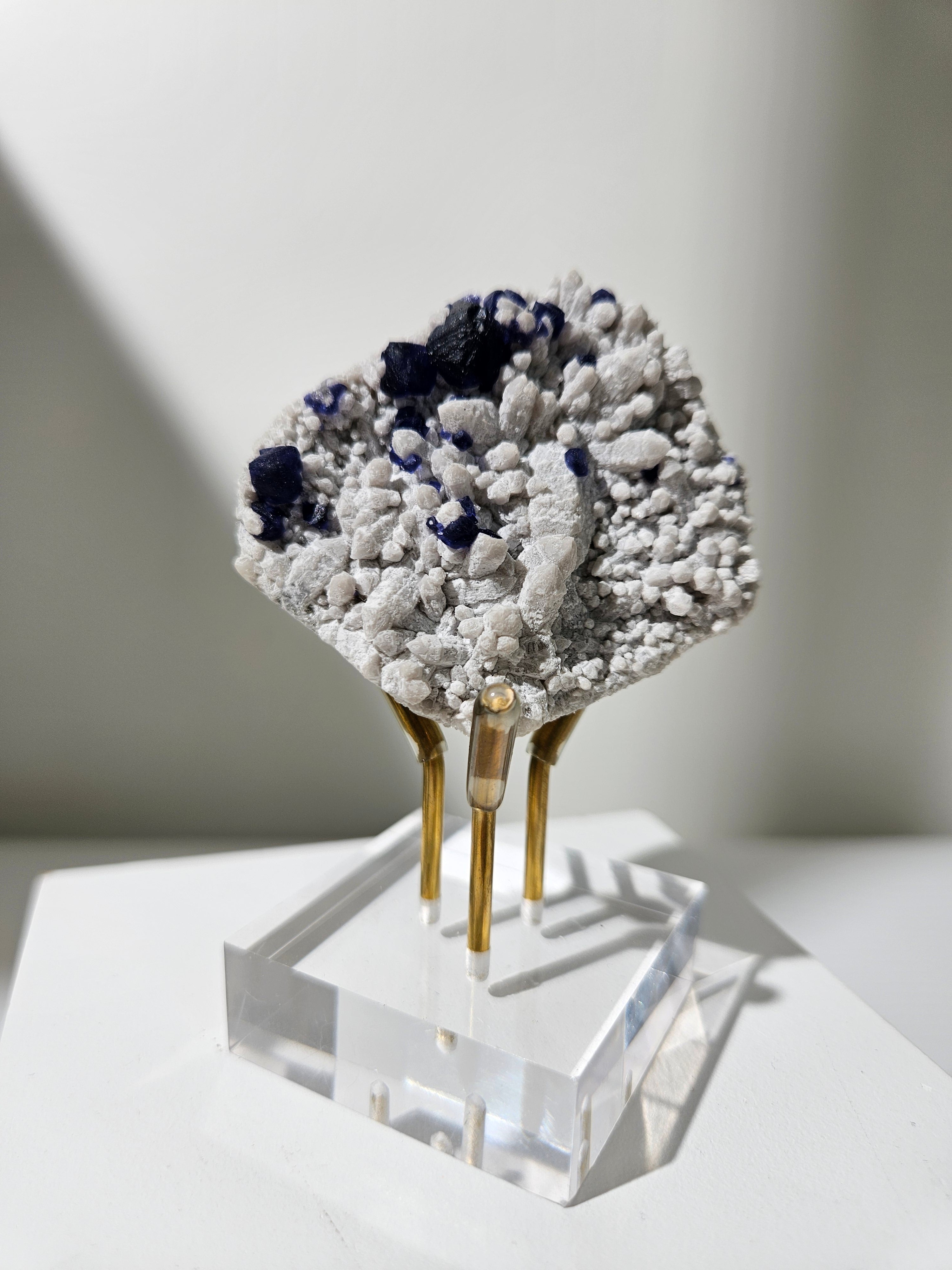 Blue Fluorite on Quartz 002
