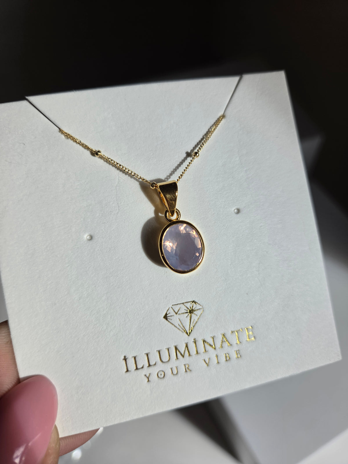 Lavender Quartz Gold Necklace 004