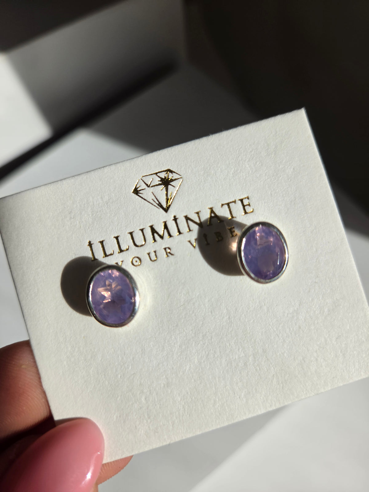 Lavender Quartz Stud Earrings 002