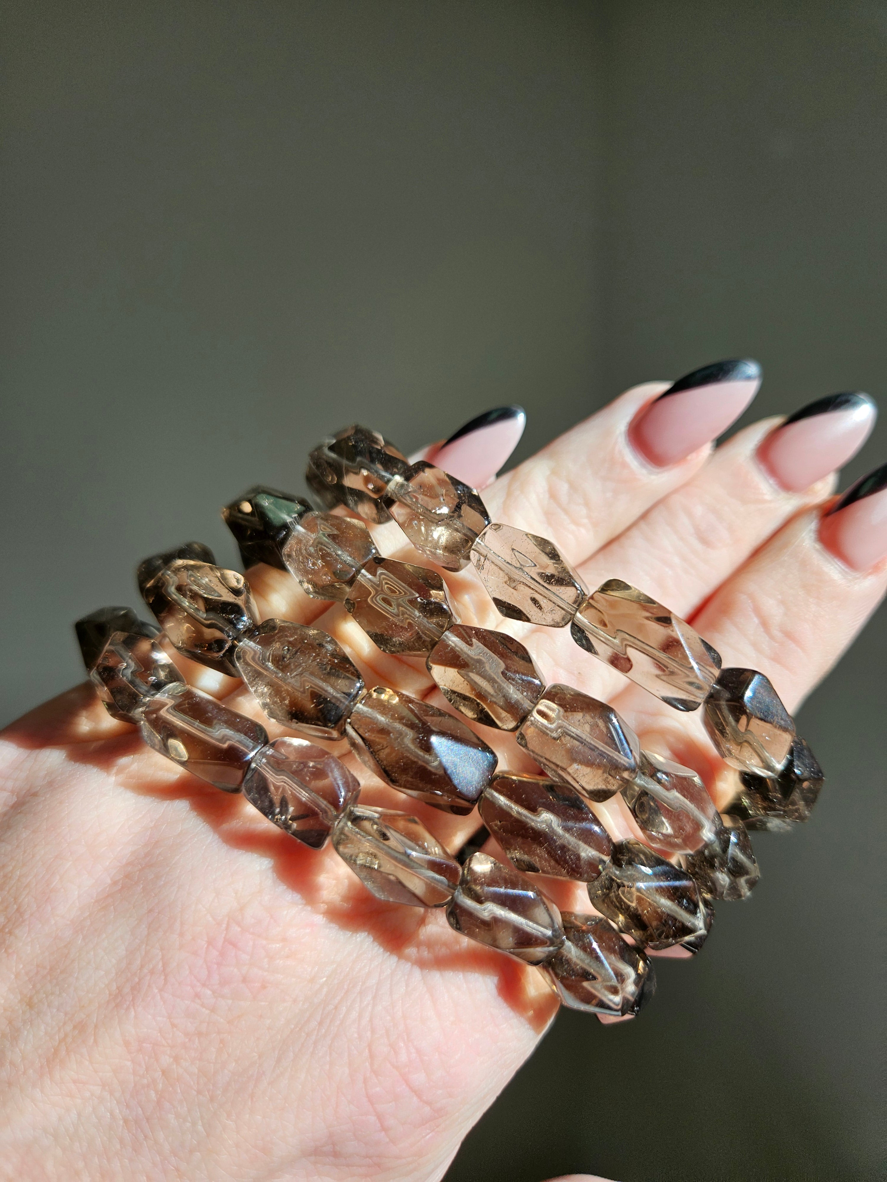 Smoky Quartz freeform bracelet | 11mm
