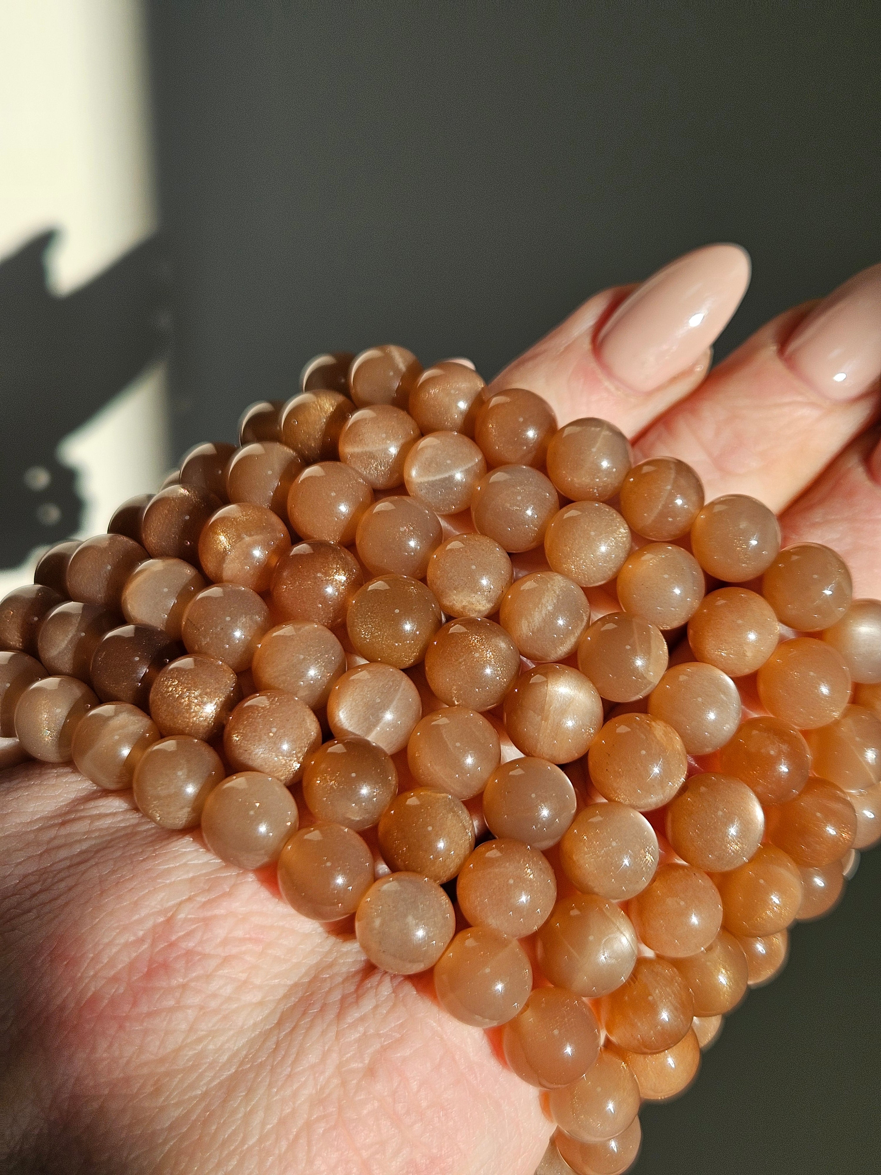 Peach Moonstone bracelet | 9mm