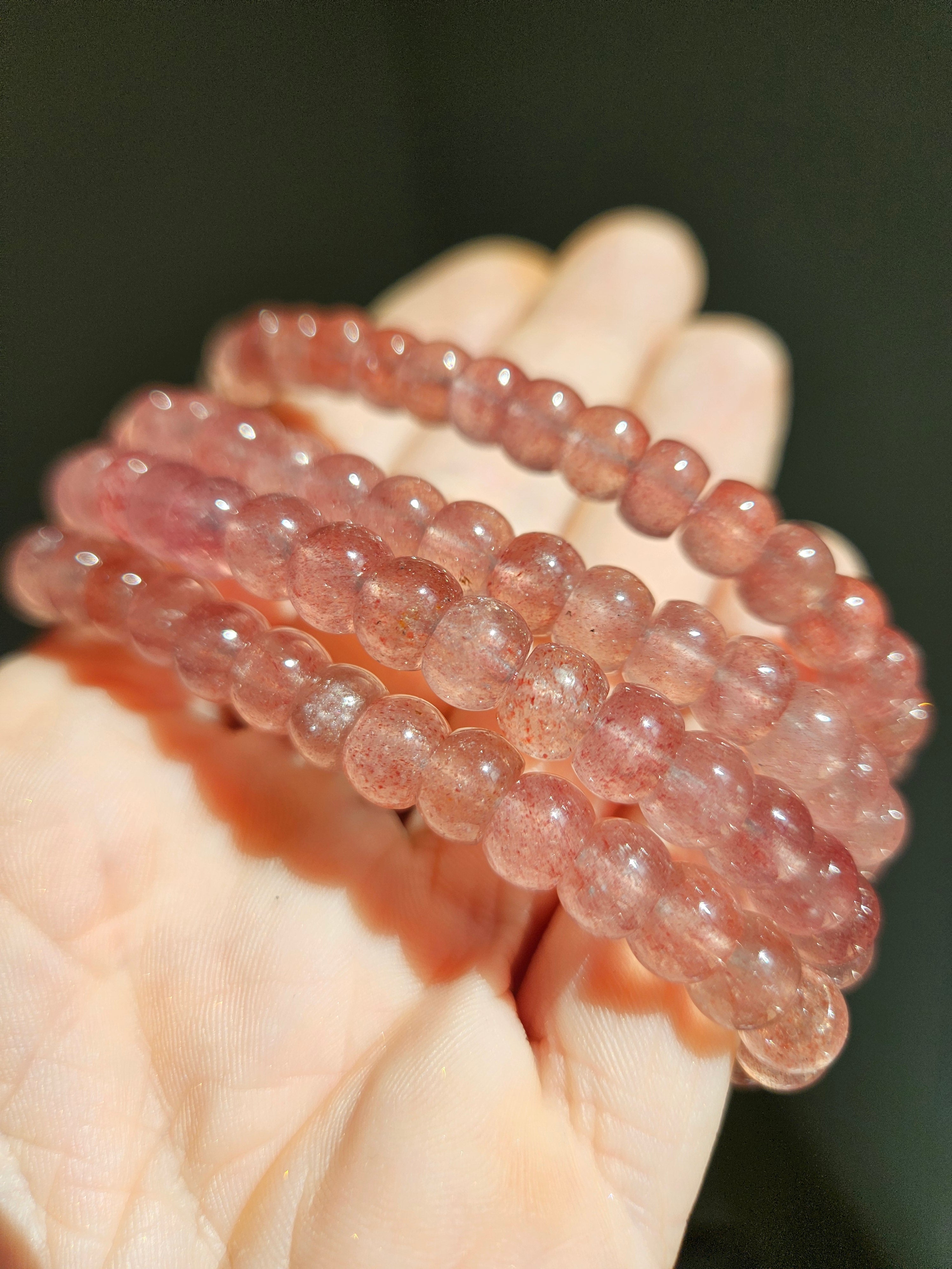 Strawberry Quartz Donut Bracelet | 8mm
