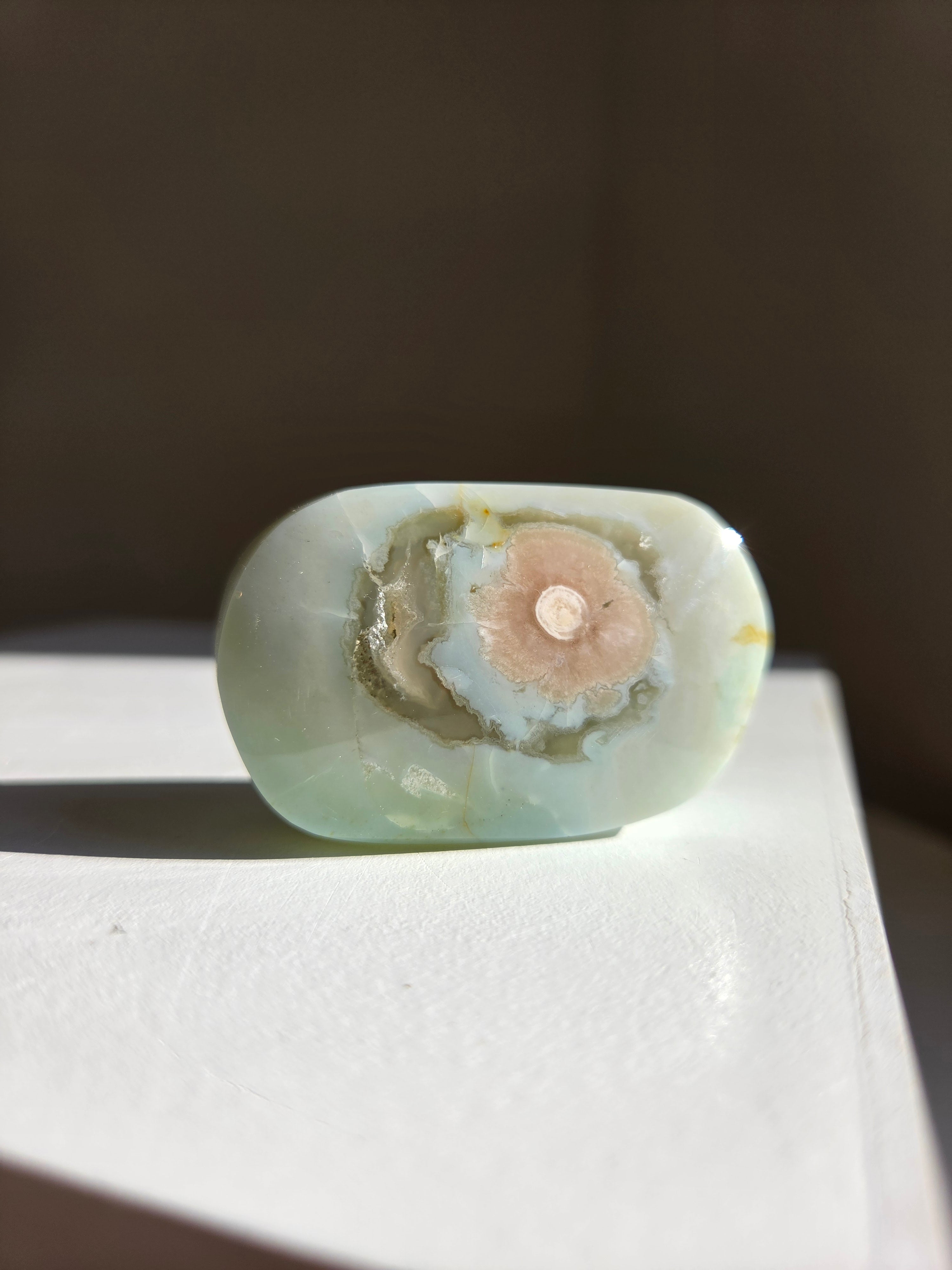 Green Flower Agate Palmstone 002