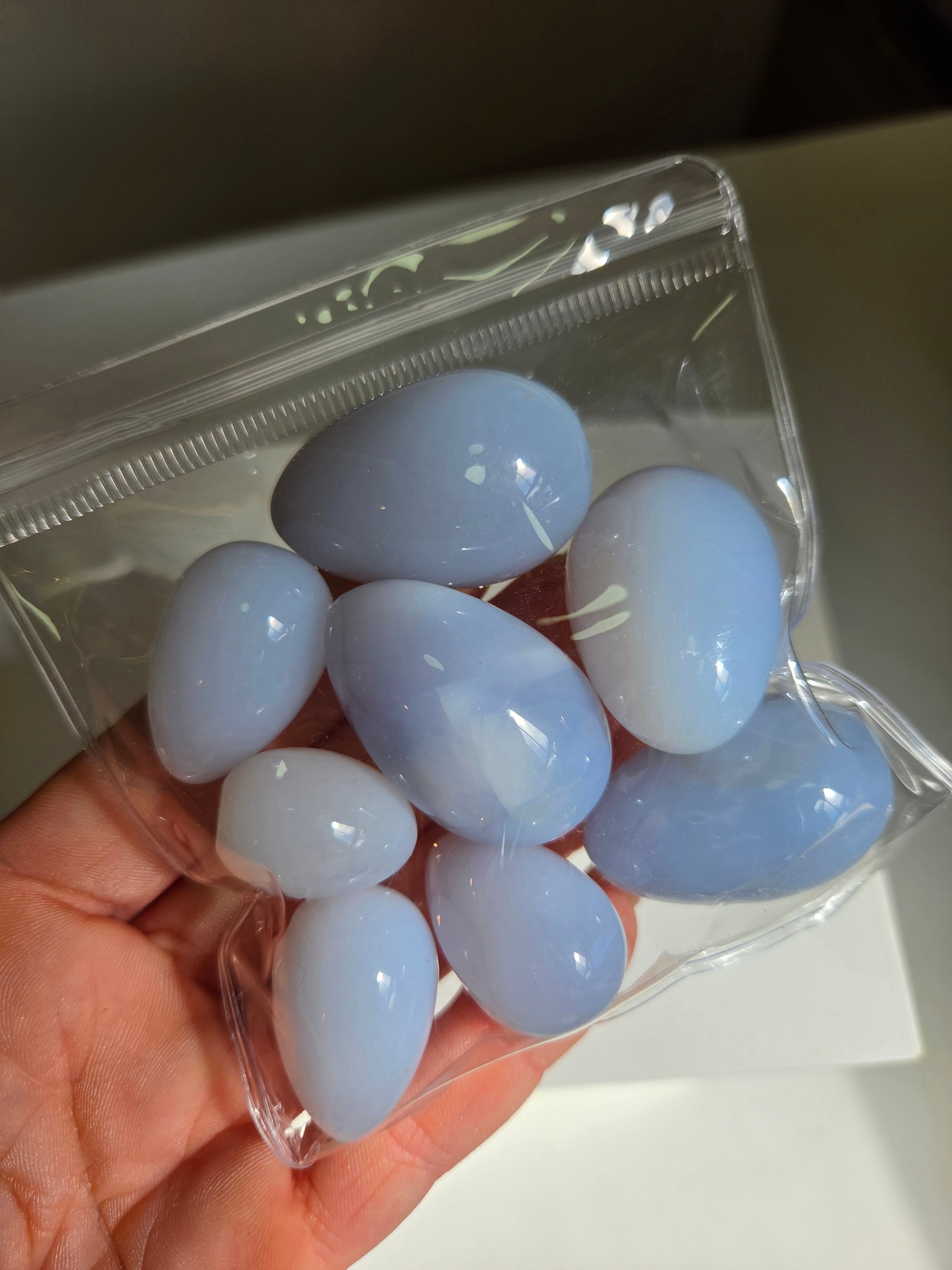 Blue Chalcedony Egg Set