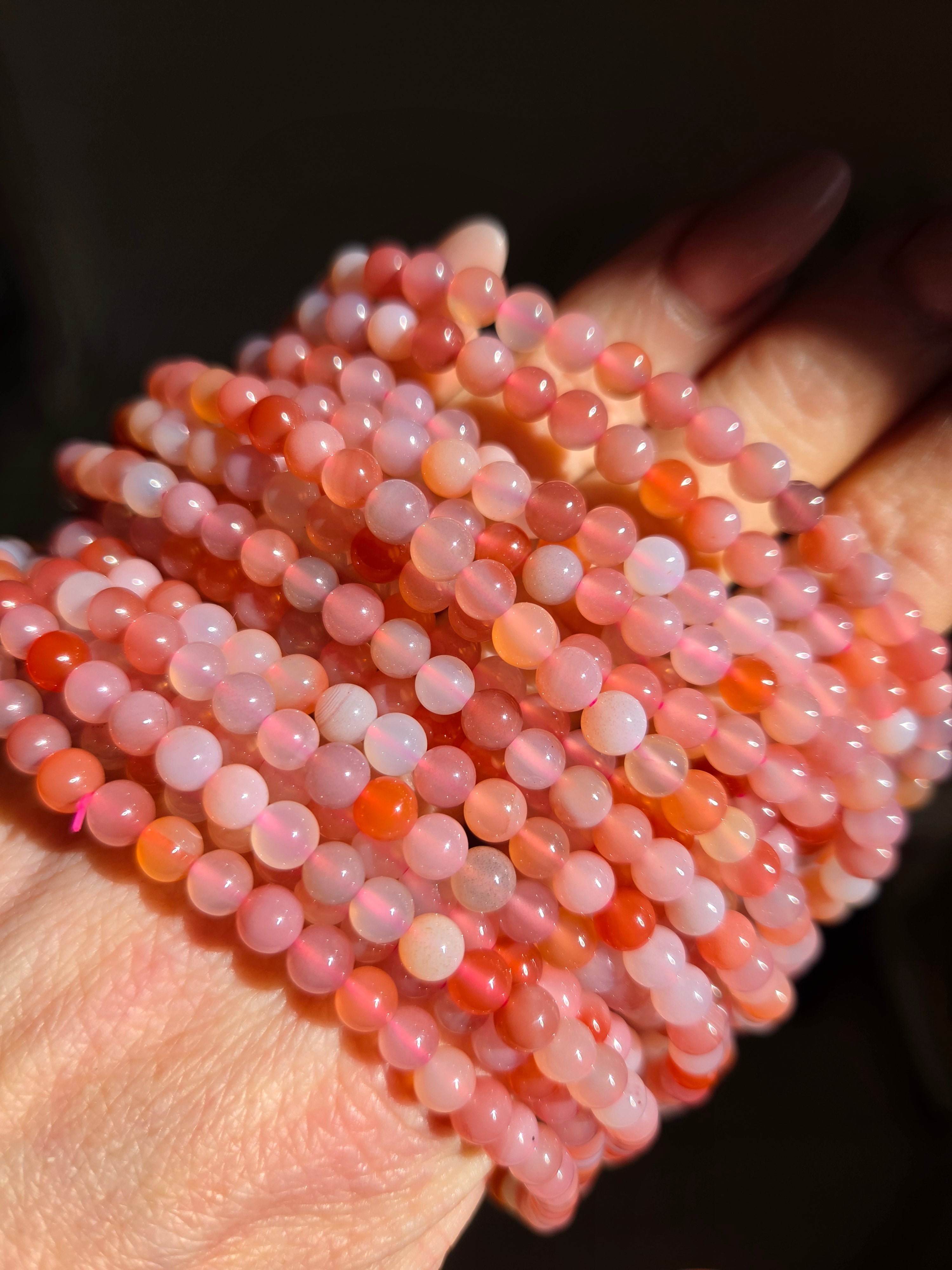 Pink Agate Bracelet 3 wrap | 5mm