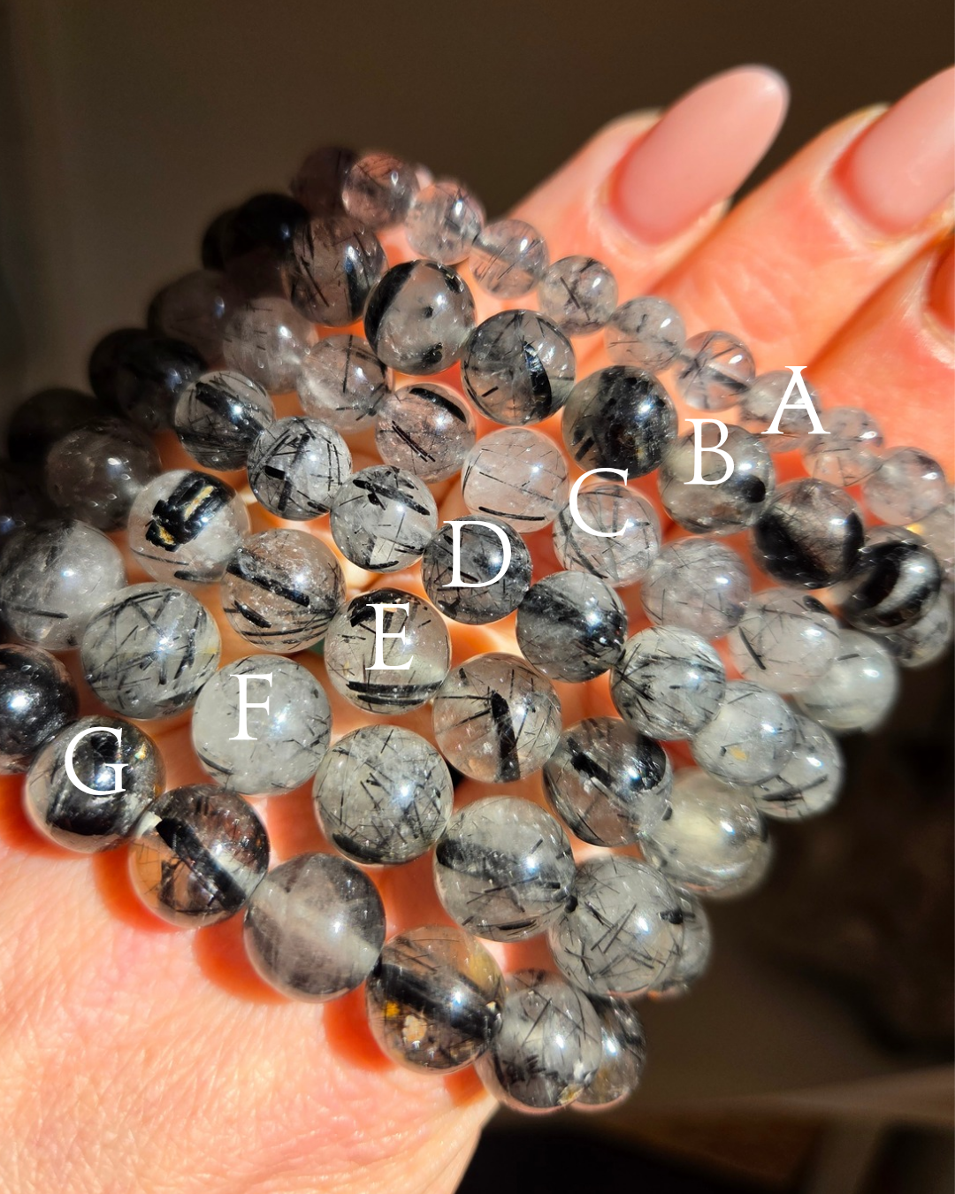 Tourmaline in Quartz bracelet | 6.5mm-11mm