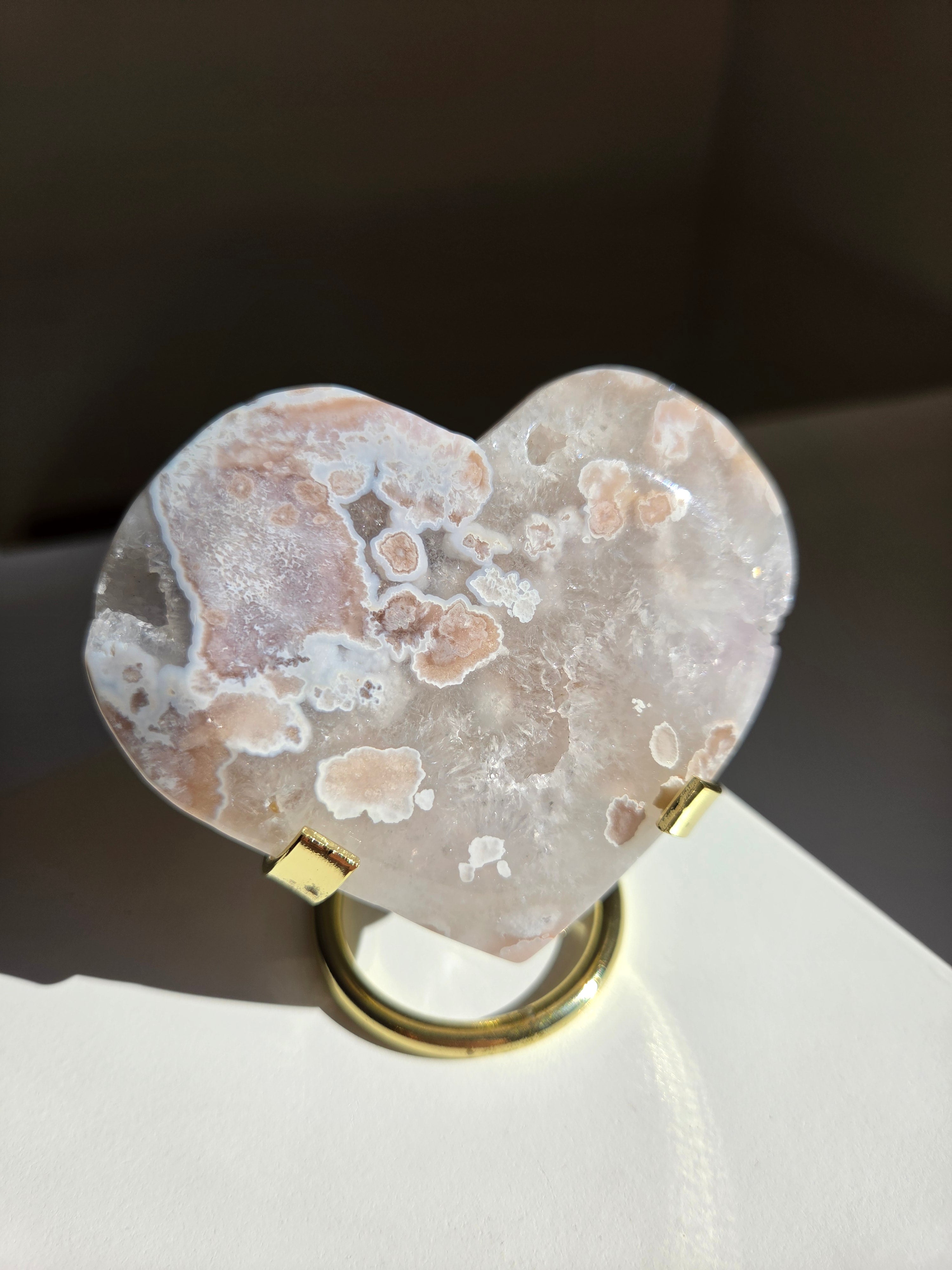Flower Agate Heart 004