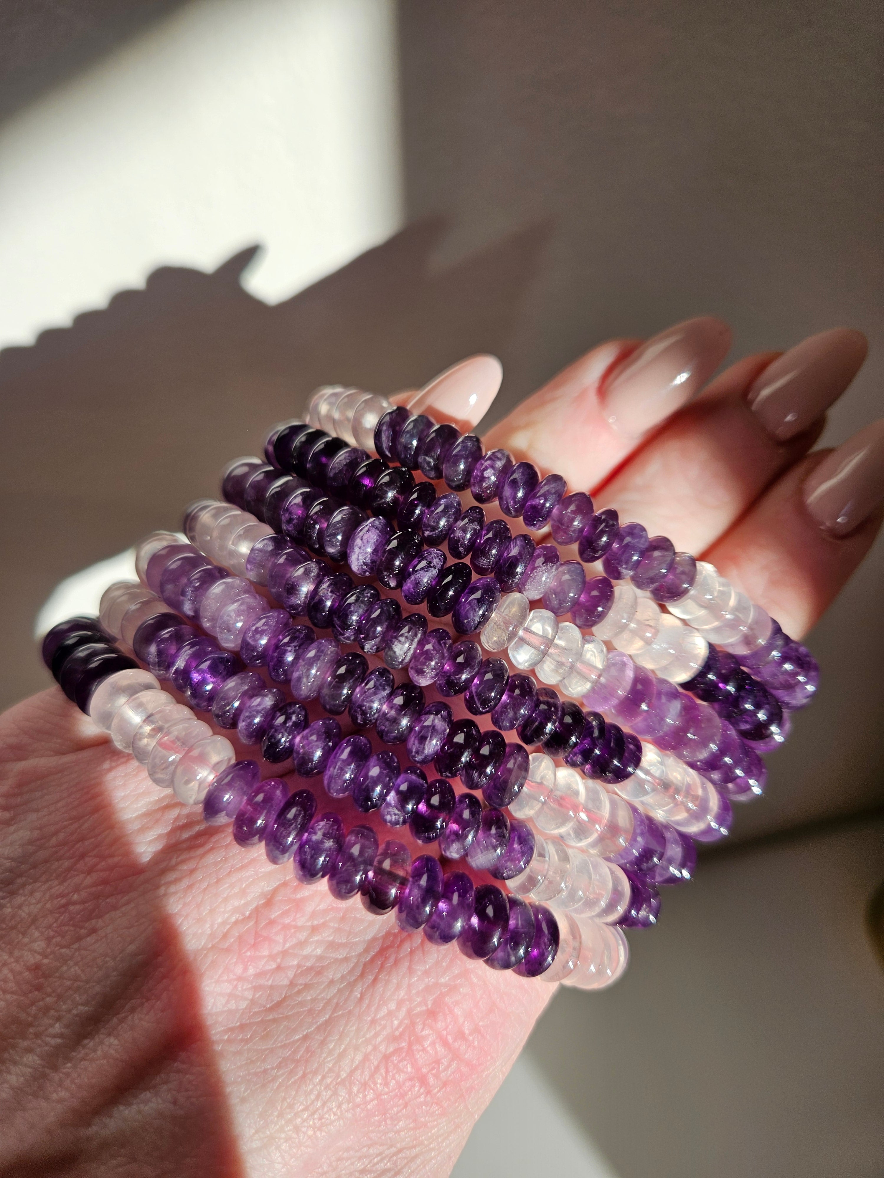 Amethyst x Quartz bracelet | donut beads