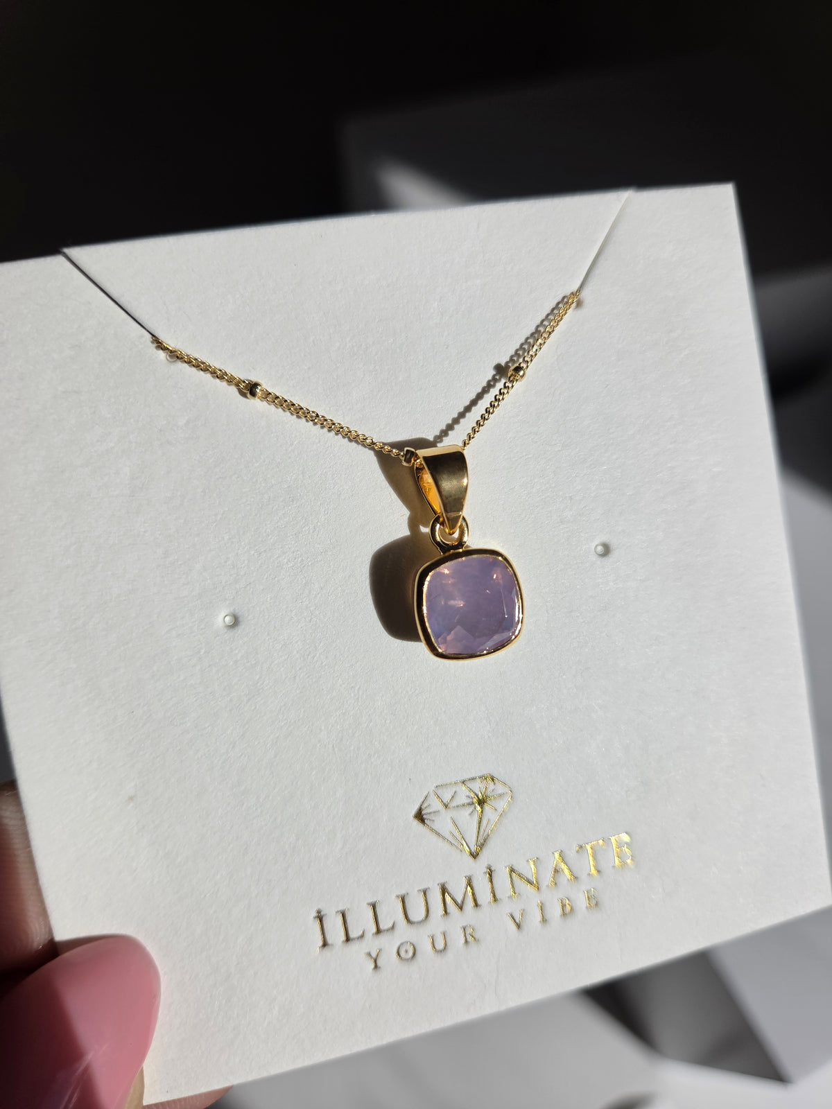 Lavender Quartz Gold Necklace 007