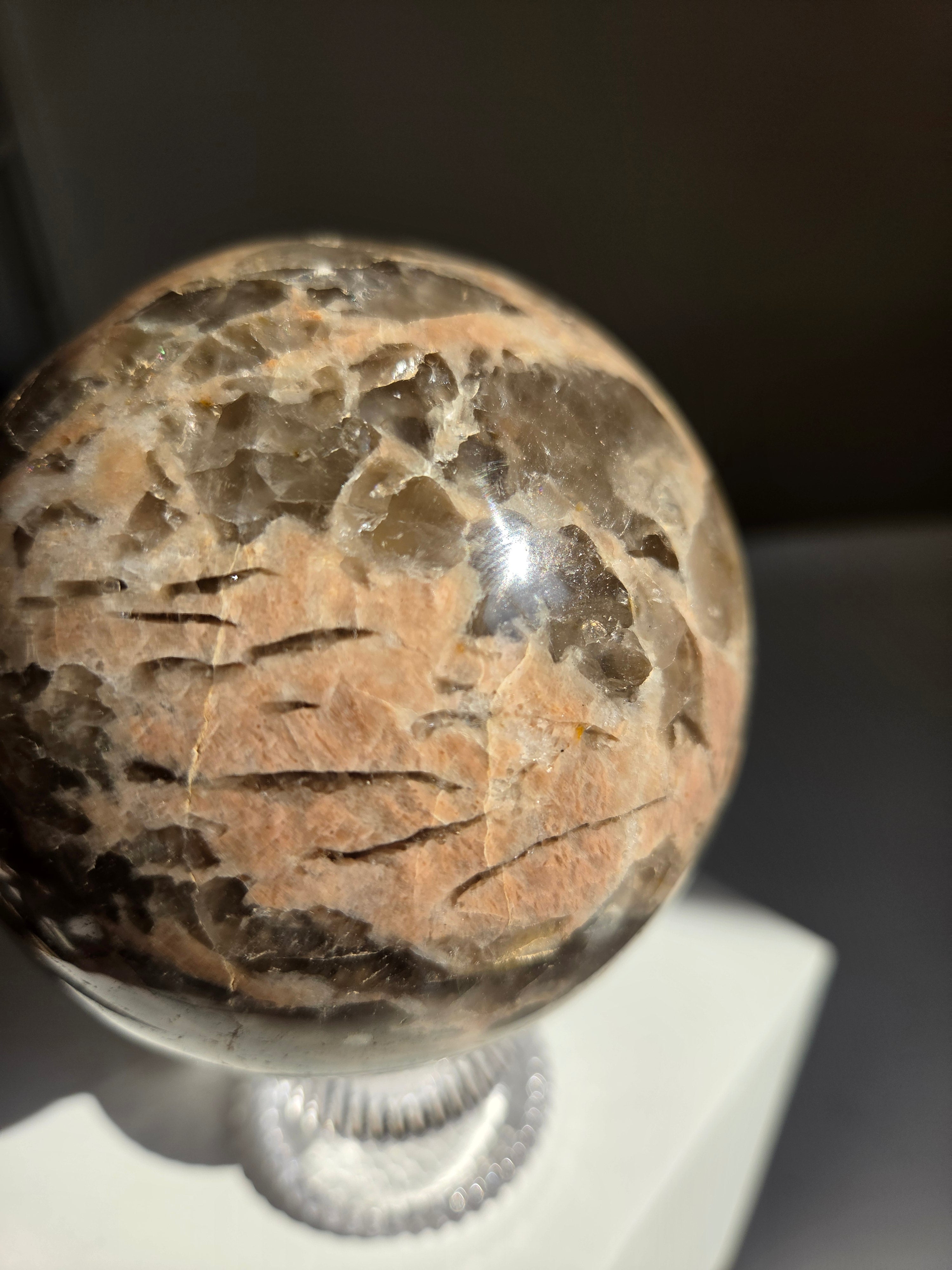 Moonstone x Smoky Quartz Sphere 001