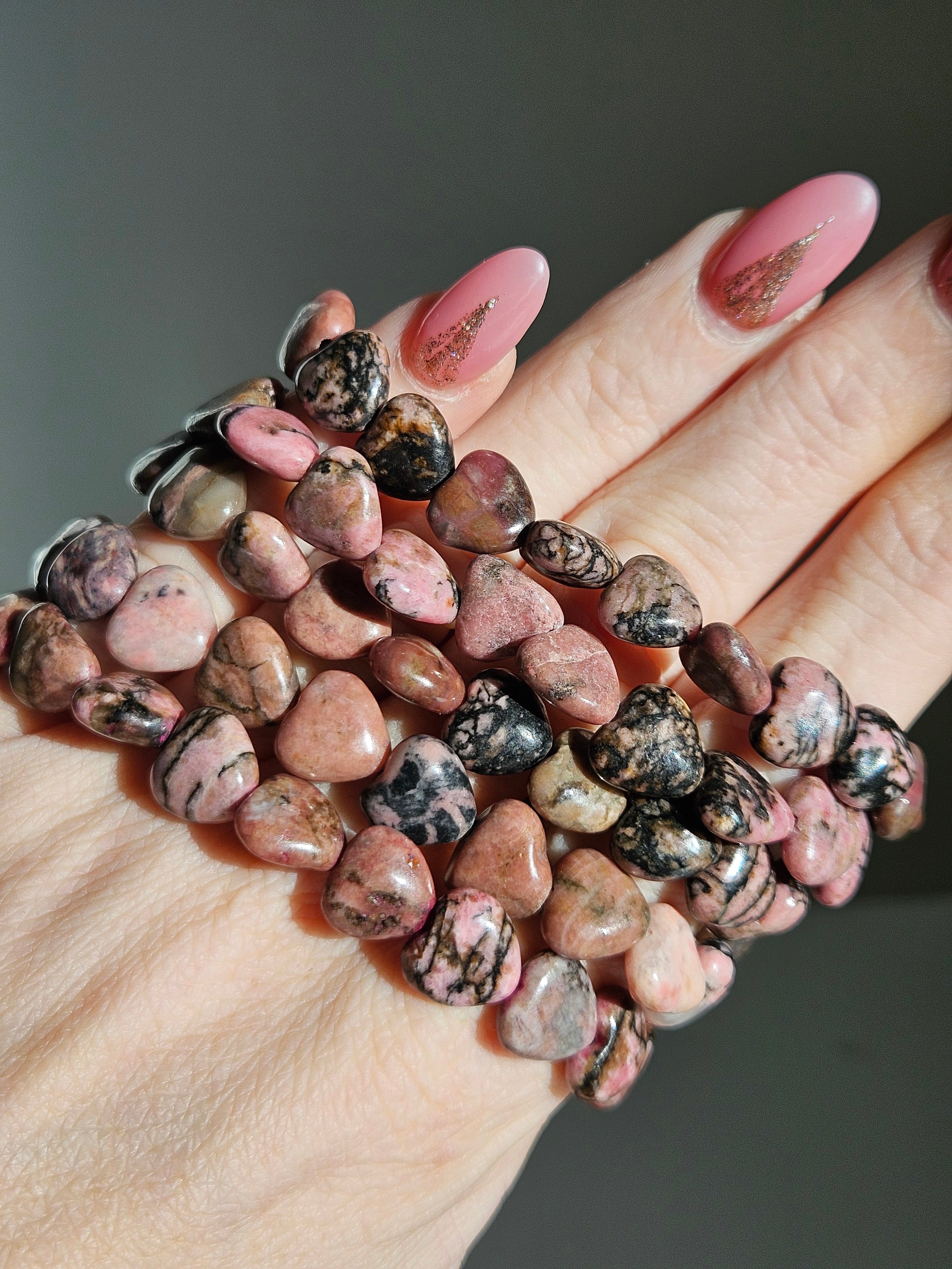 Rhodonite bracelet | heart beads