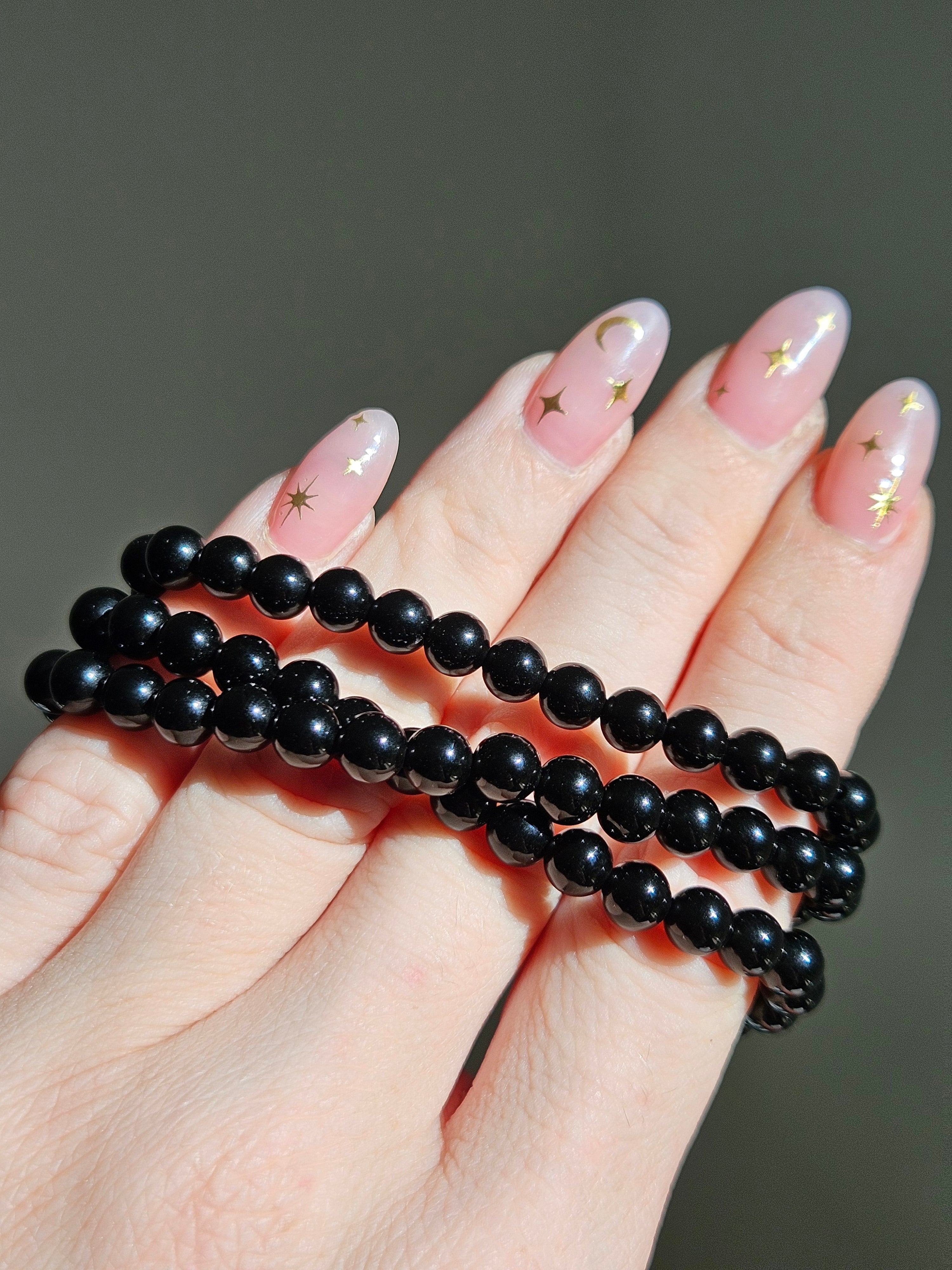 Obsidian 3 wrap Bracelet | 6mm