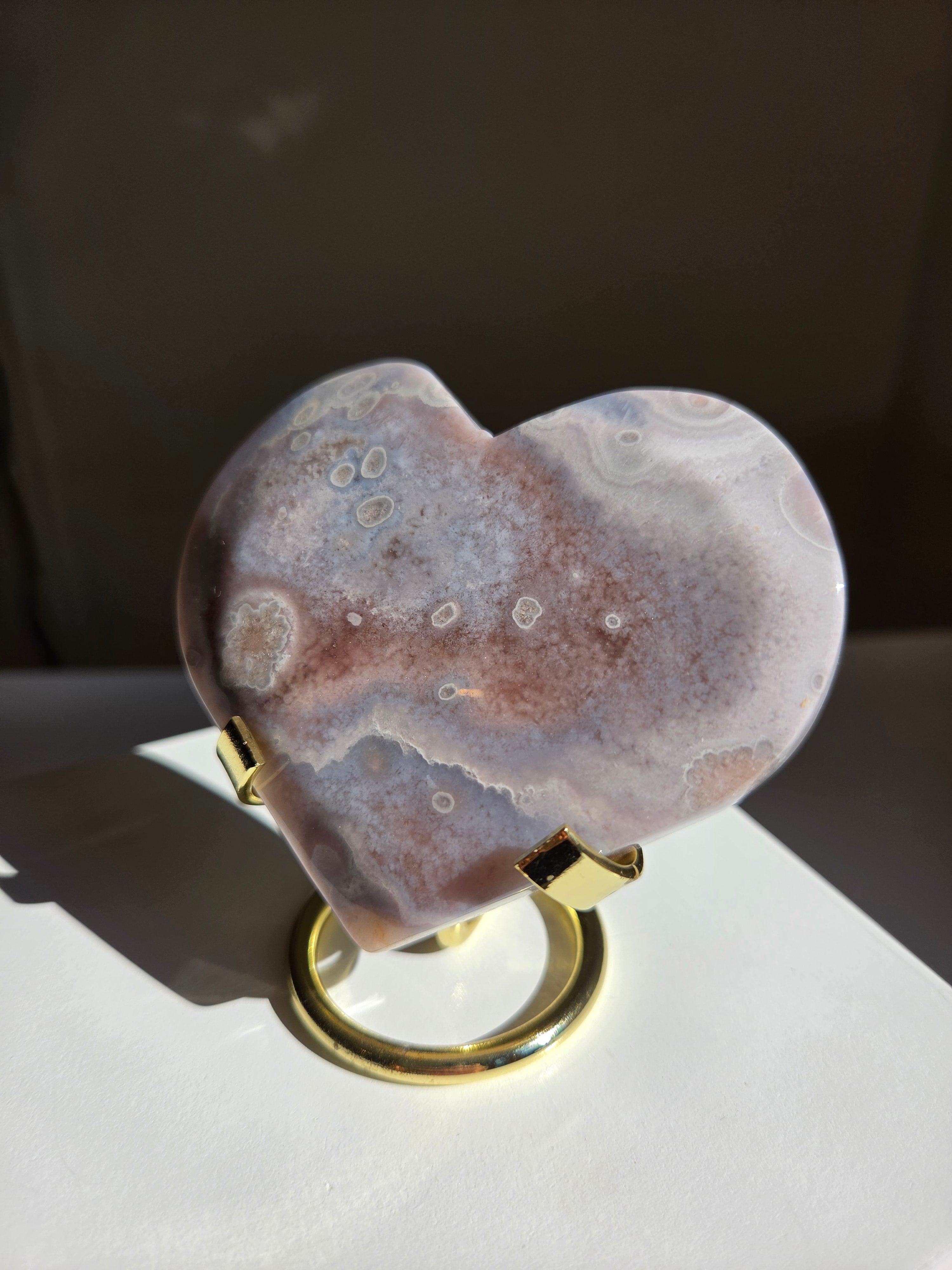 Flower Agate Heart 007