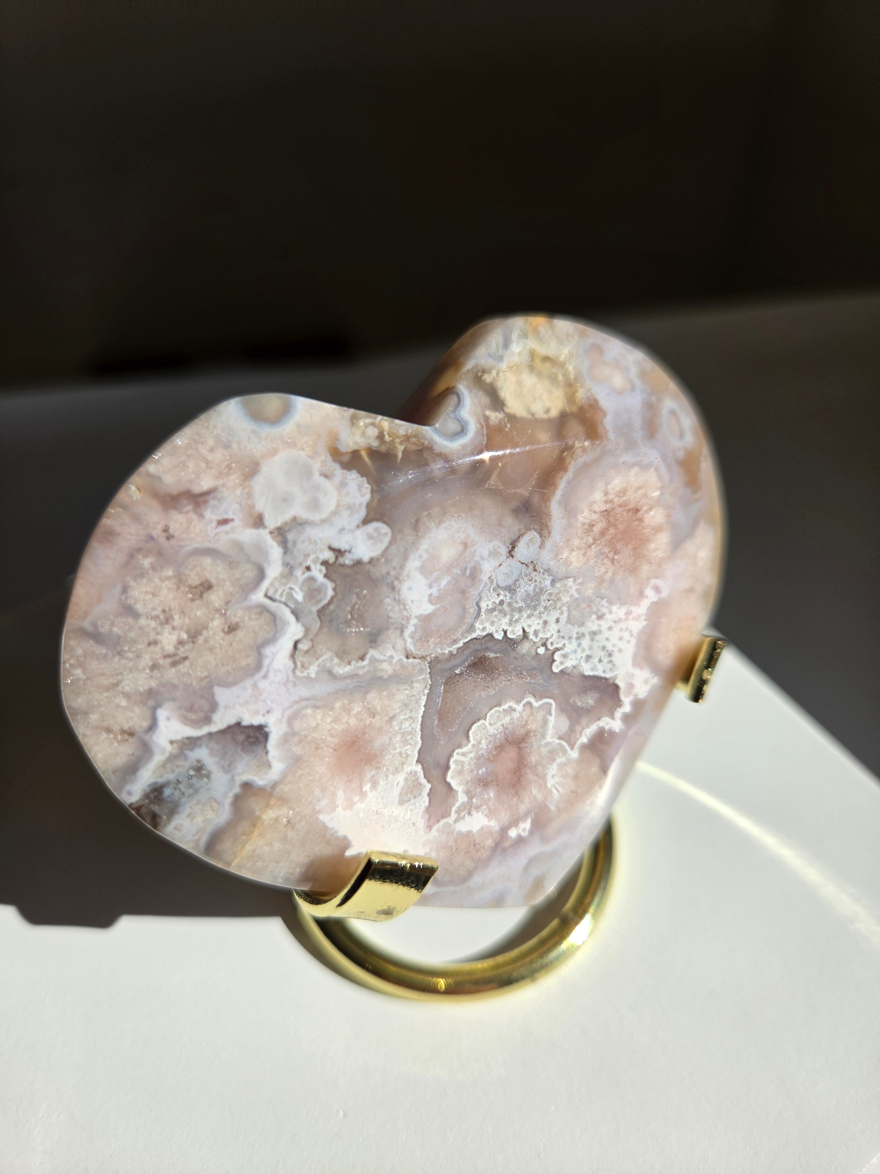 Flower Agate Heart 008