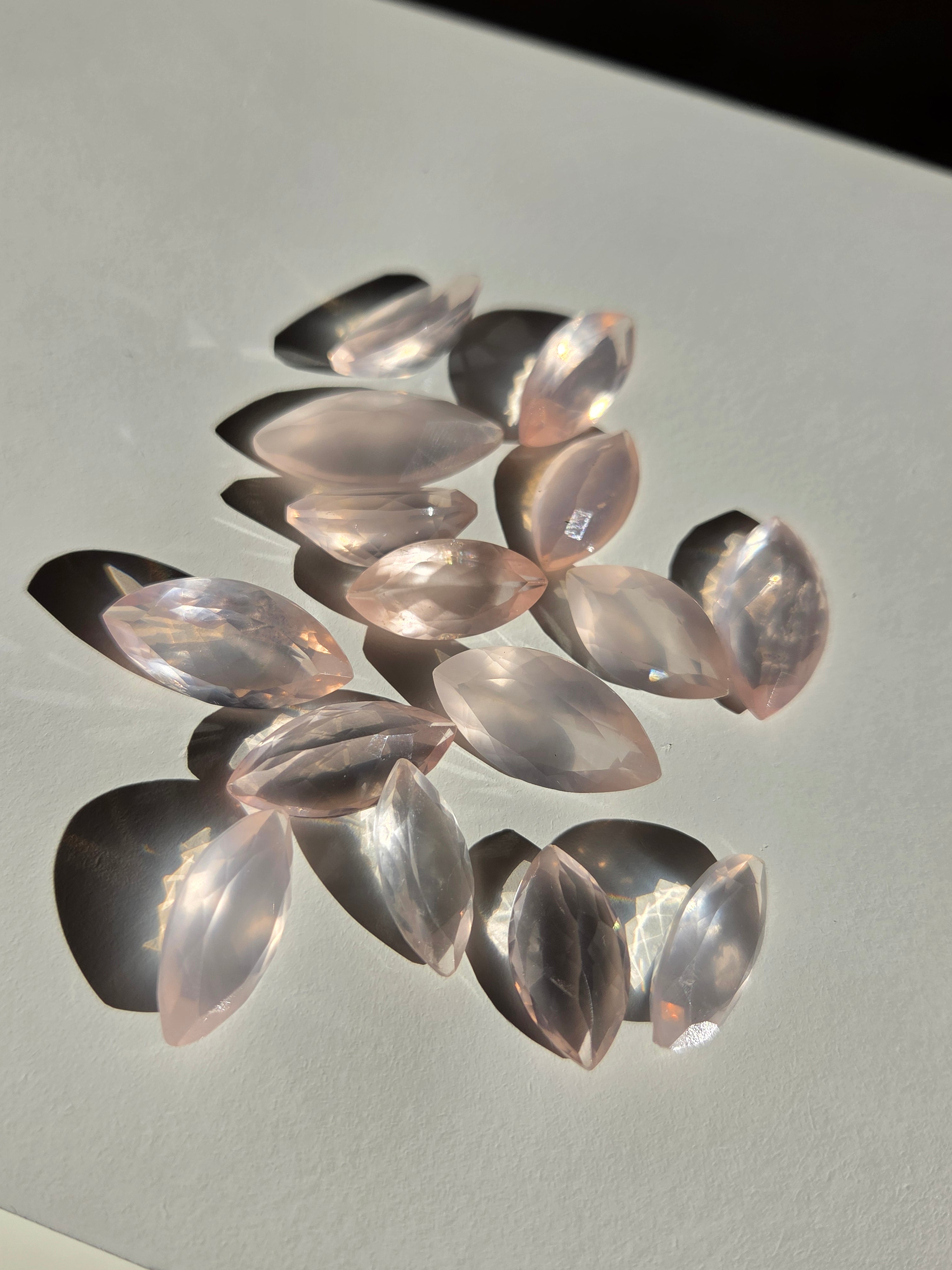 Faceted Rose Quartz Marquise Set