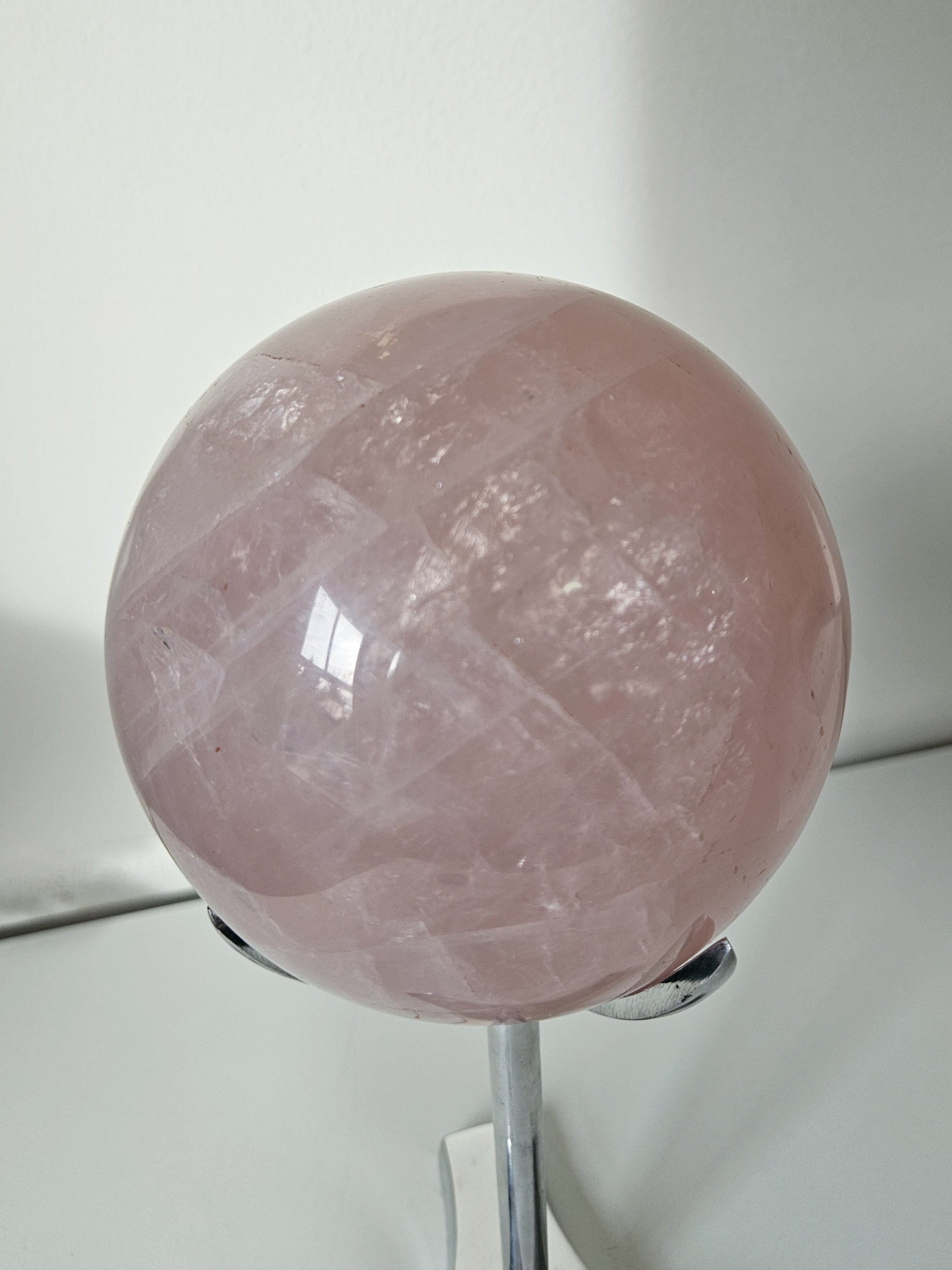 Icy Rose Quartz Statement Sphere