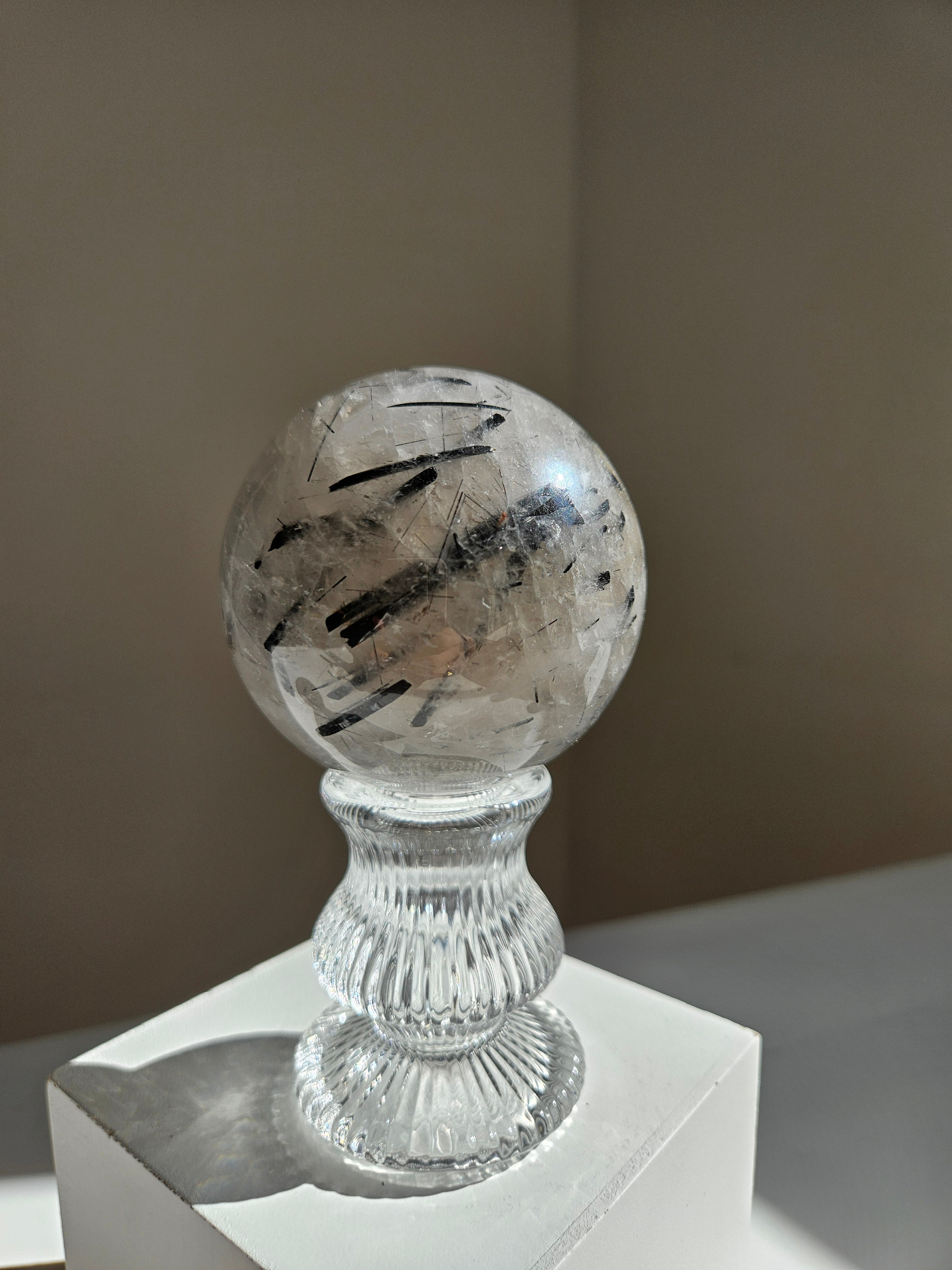 Tourmaline in Quartz Sphere 002