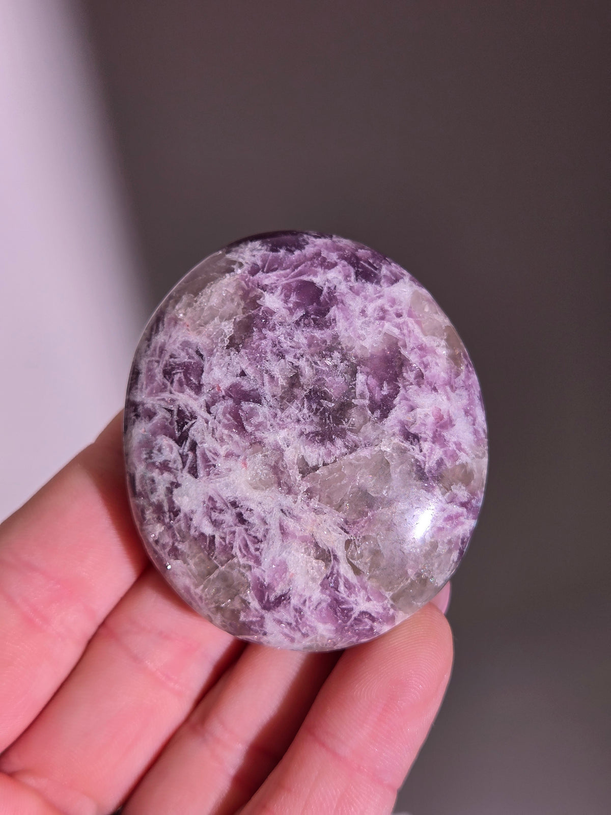 Pink Tourmaline x Lepidolite Palmstone 003
